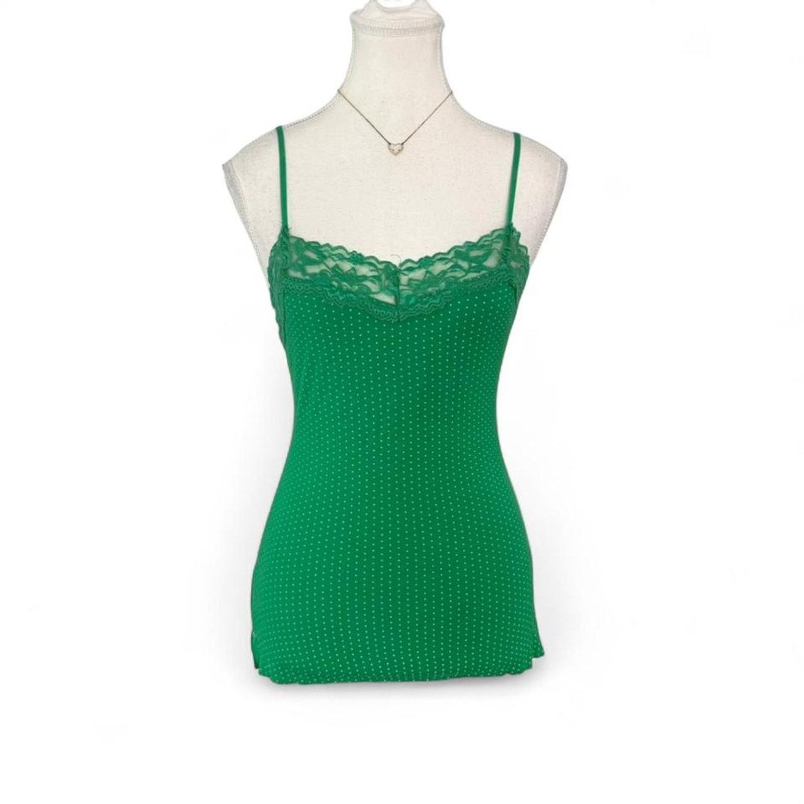 Other Coco Bong Polka Dot Green White Lace Cami Full Length size M Size M / US 6-8 / IT 42-44 - 1 Thumbnail