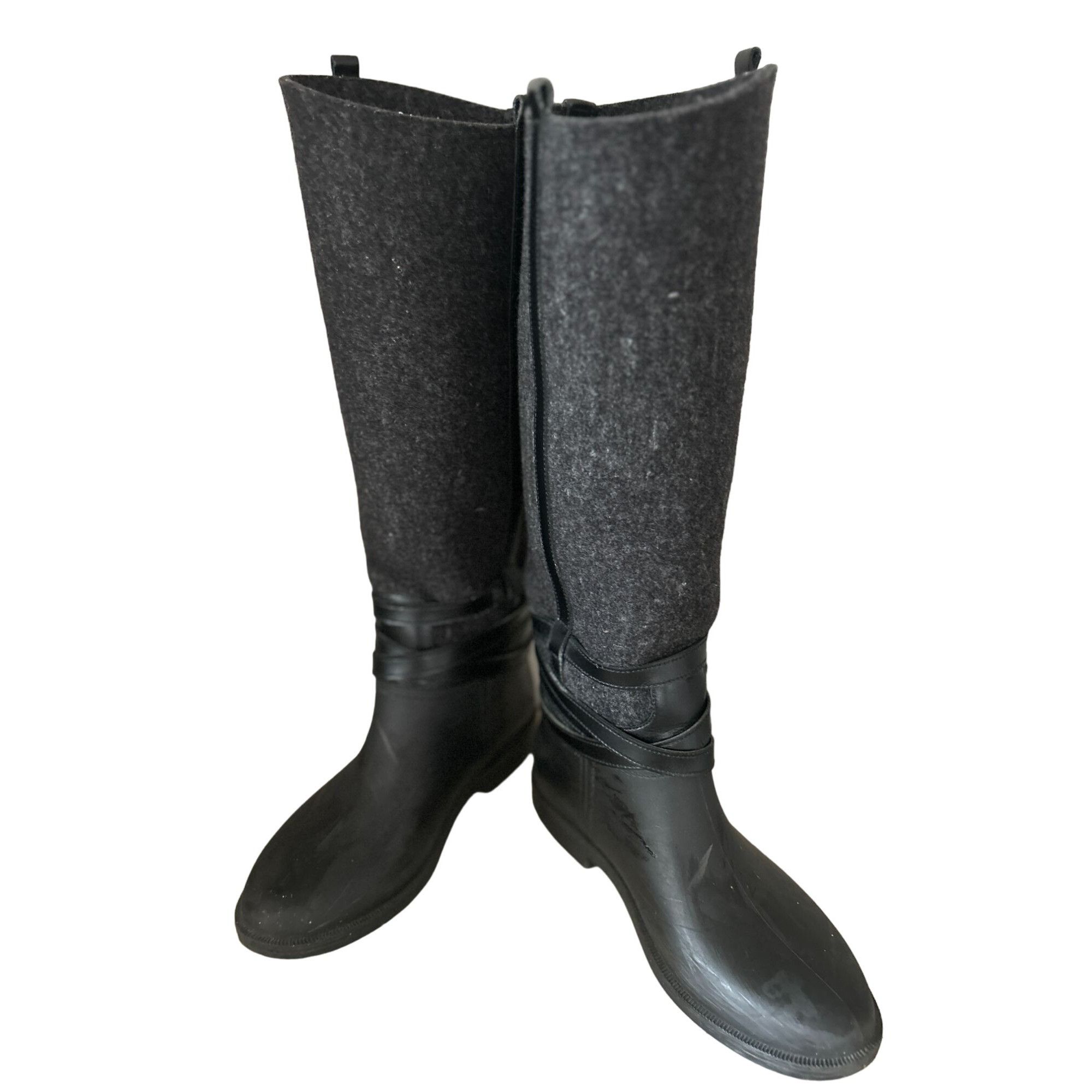 Salvatore Ferragamo Salvatore Ferragamo Cordelia Felt Grey/Black Riding/Rain Boo Size US 5 / IT 35 - 4 Thumbnail