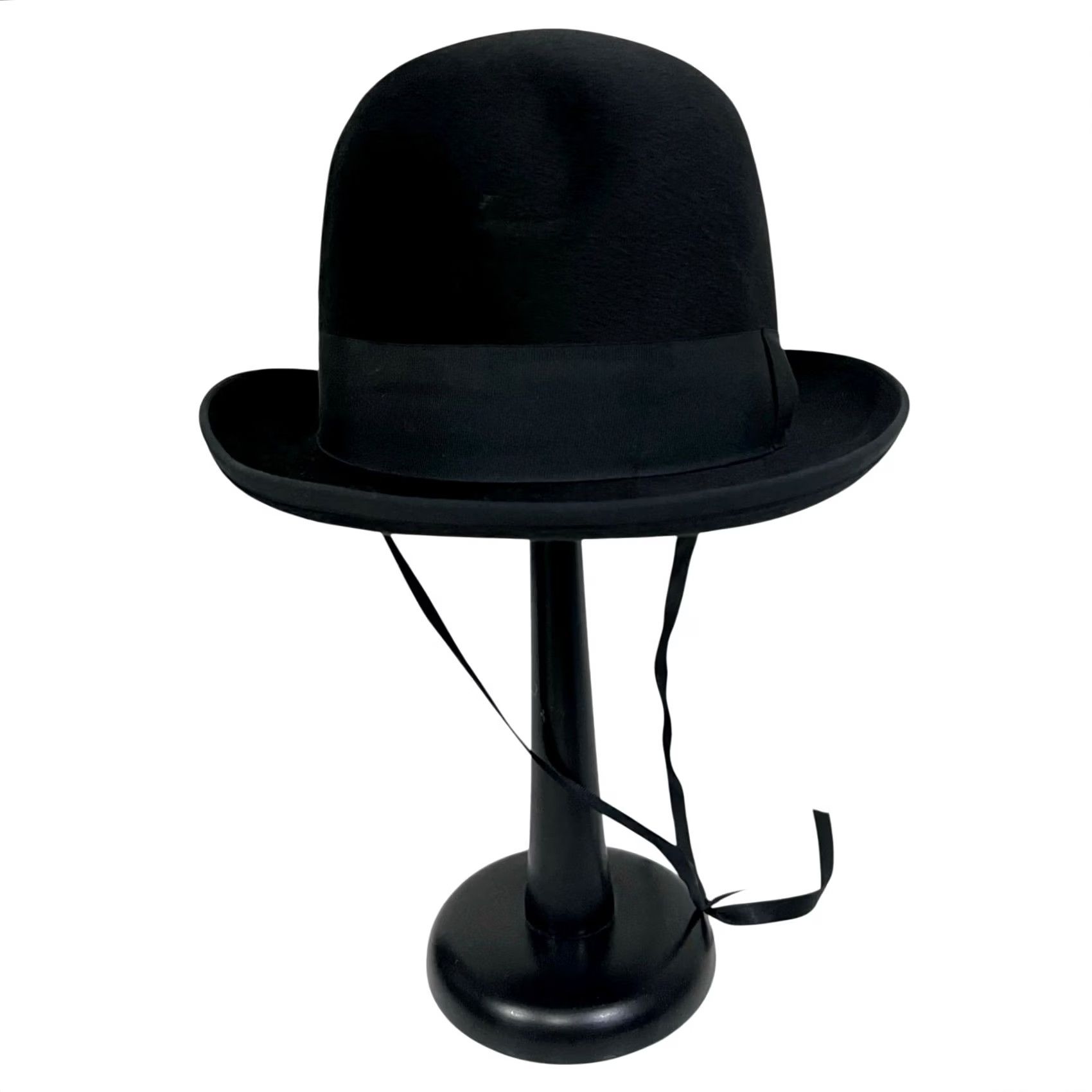 FELT VINTAGE Mossant Bowler Hat Men Black Fur Felt Rabbit Band Marshall Fields Size ONE SIZE - 6 Thumbnail