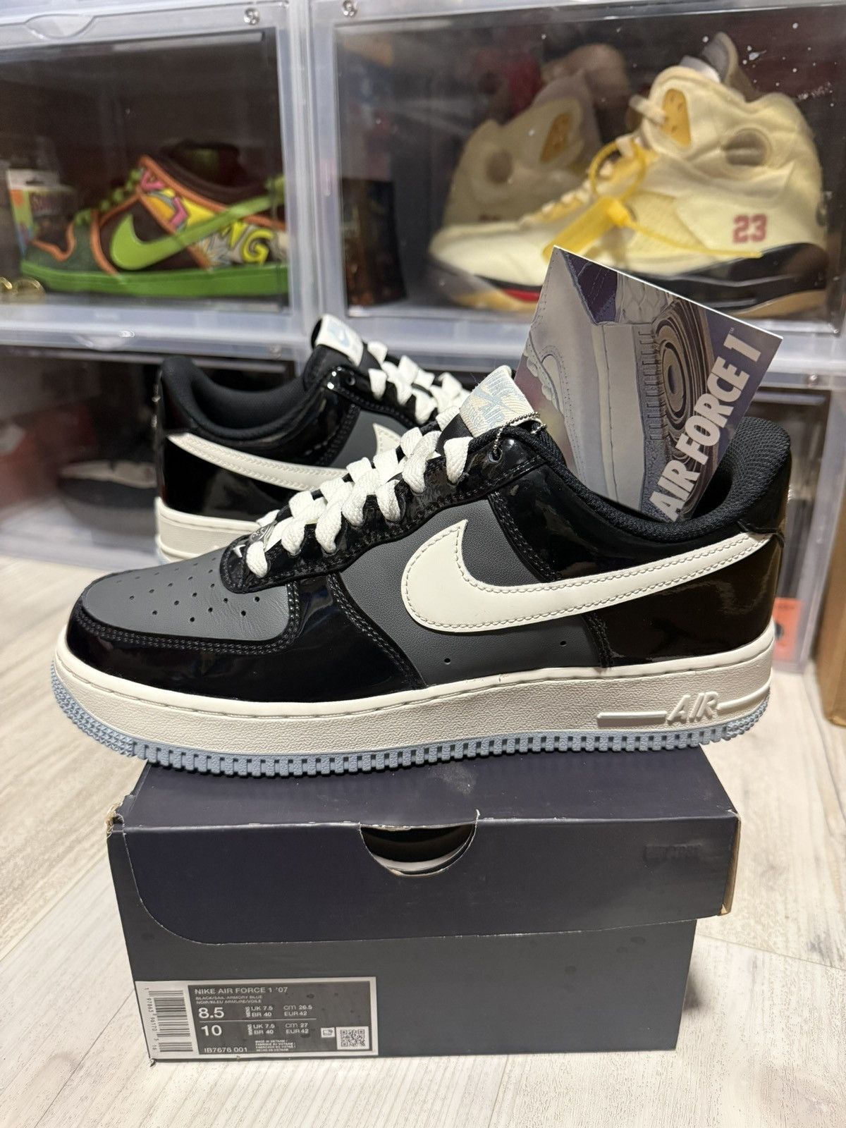 Nike Nike Air Force 1 Low Black Iron Grey Patet Size US 8.5 / EU 41-42 - 1 Thumbnail