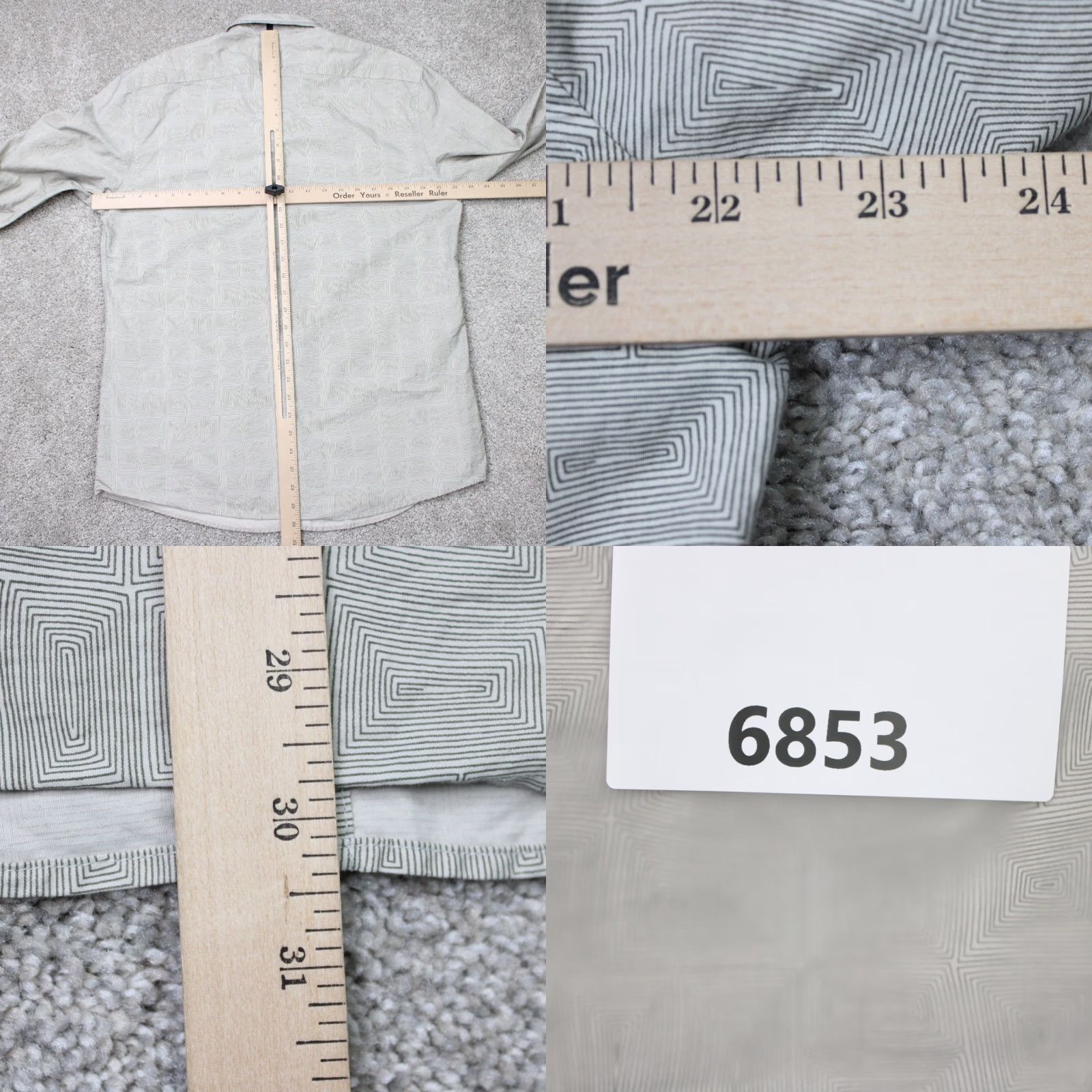 Vintage WRK Shirt Mens Large Gray Geometric 100% Cotton Long Sleeve Button Down Size US L / EU 52-54 / 3 - 8 Thumbnail