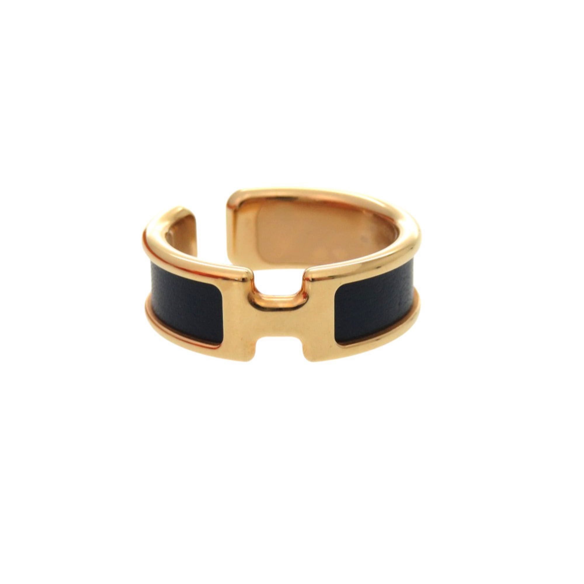 Hermes Hermes Unused Hermès Olympe GM Leather Navy Blue Ear Cuff with Gold Hardware 0302 Size ONE SIZE - 1 Thumbnail