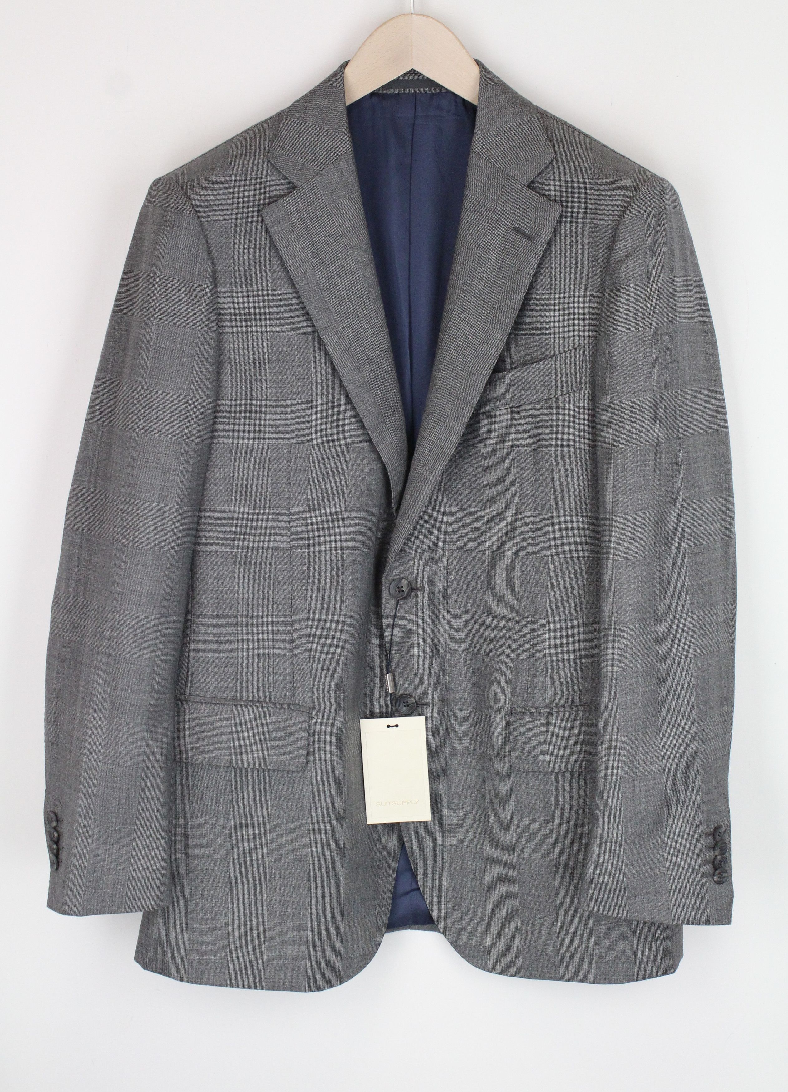 image of Suitsupply Lazio Uk42R Slim Grey Checkedwool S110's Lined Blazer 61050, Men's