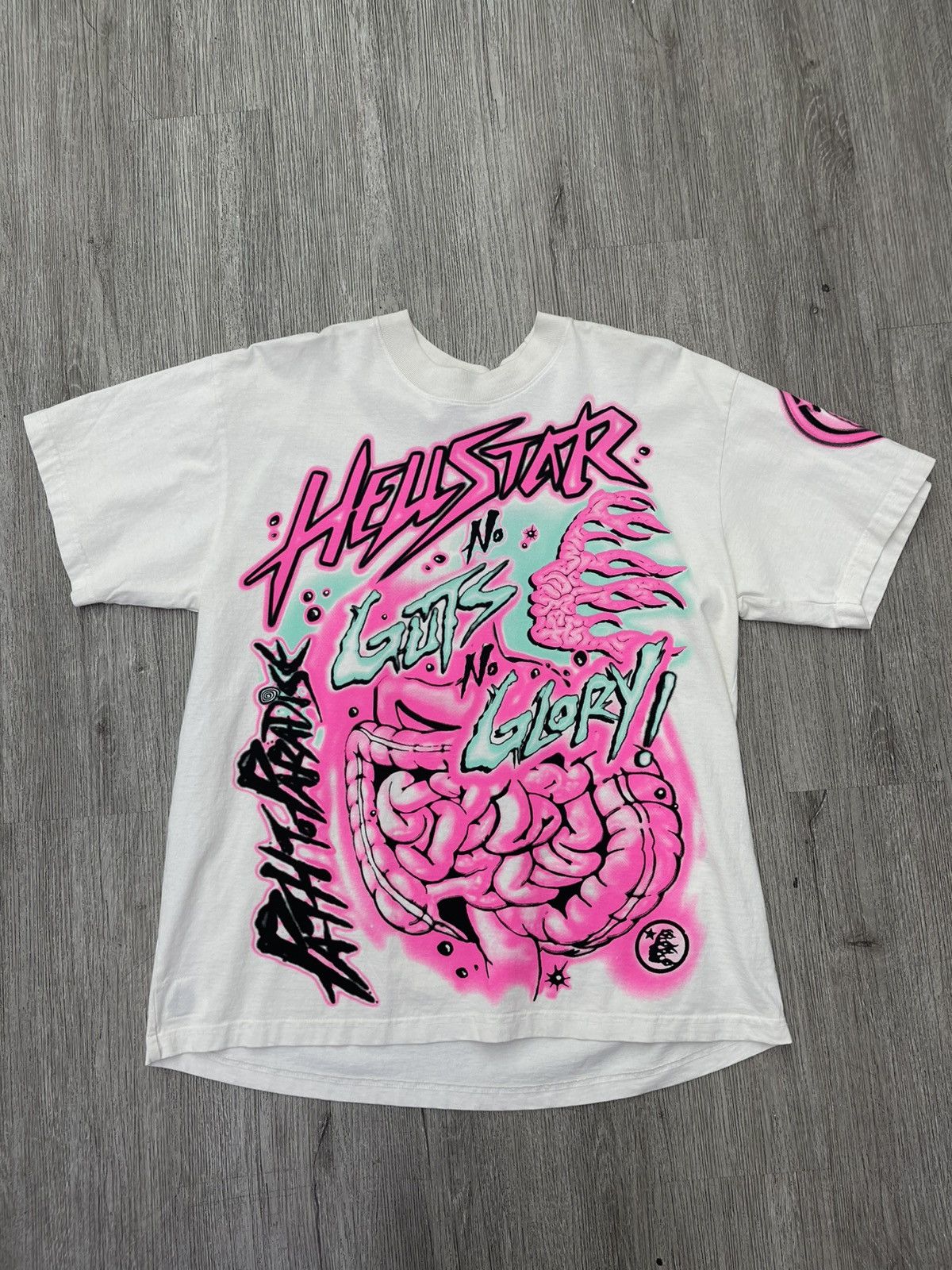 HELLSTAR Hellstar “No Guts no glory” tee (white/pink) Size US L / EU 52-54 / 3 - 1 Thumbnail