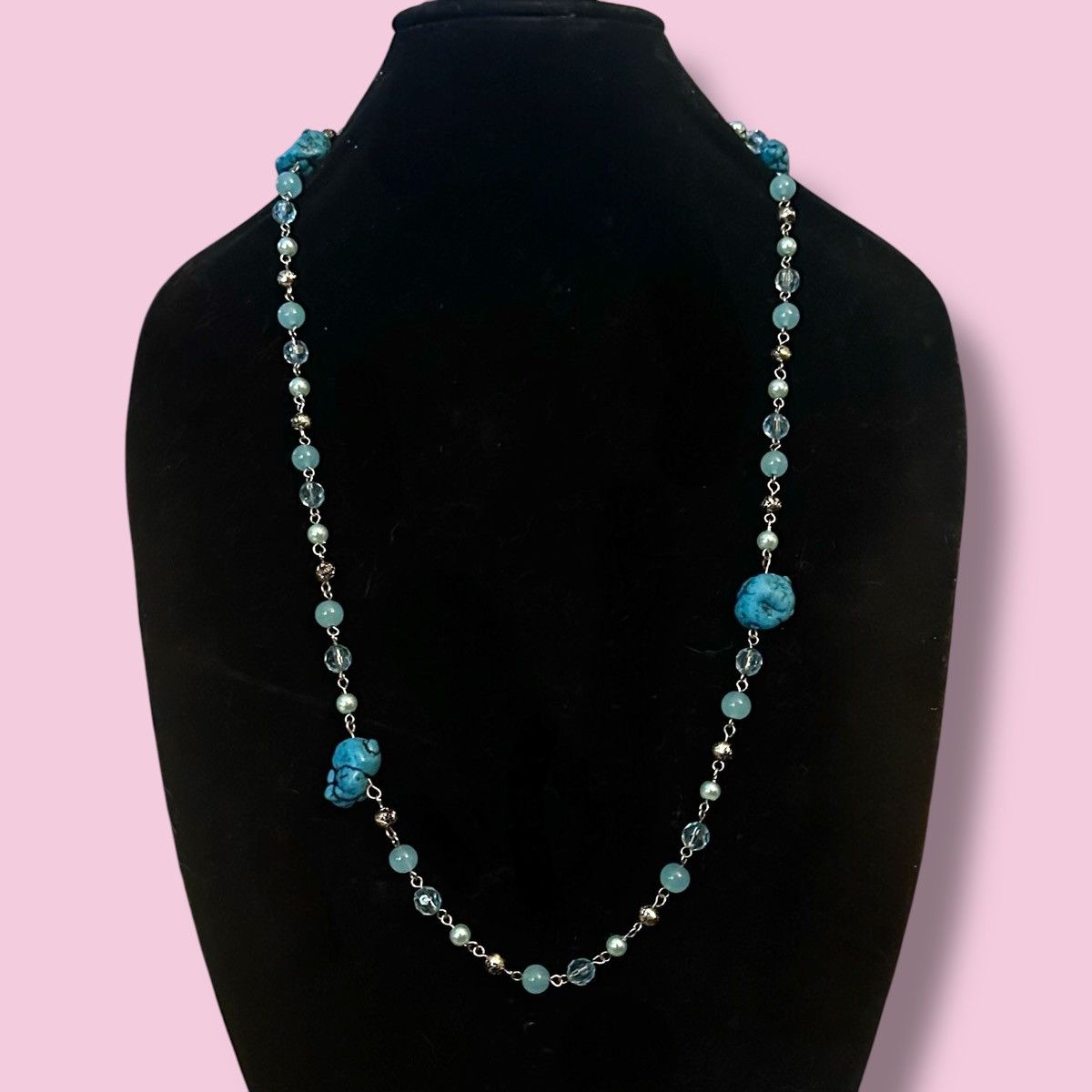 Other Blue station bead and turquoise chain necklace Size ONE SIZE - 2 Thumbnail