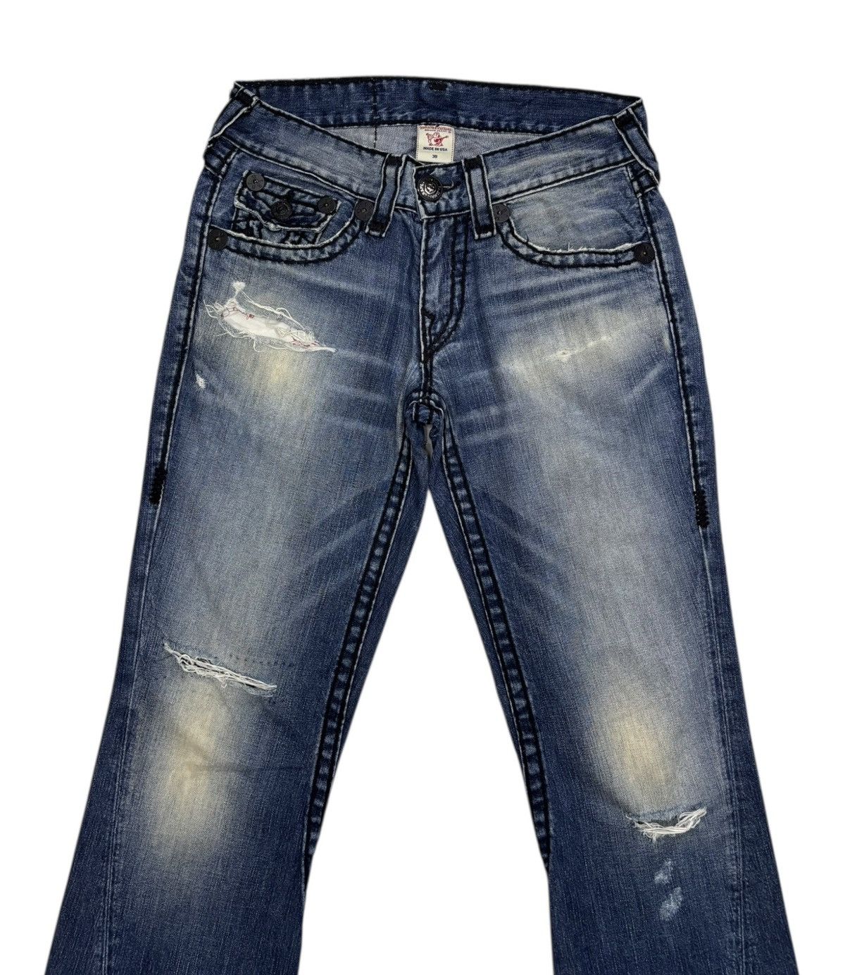 Hysteric Glamour × True Religion TRUE RELIGION Joey Super T Flared Jeans Distressed Denim Size US 30 / EU 46 - 5 Thumbnail