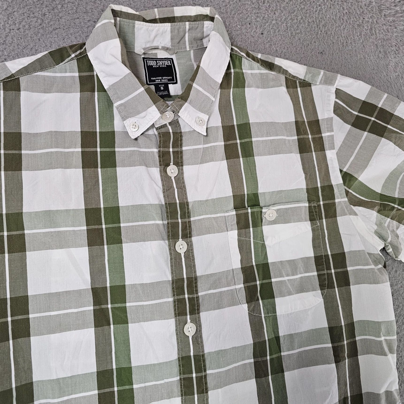 Todd Snyder Todd Snyder Shirt Mens S Green White Plaid Short Sleeve Button-Down Cotton Size US S / EU 44-46 / 1 - 2 Thumbnail