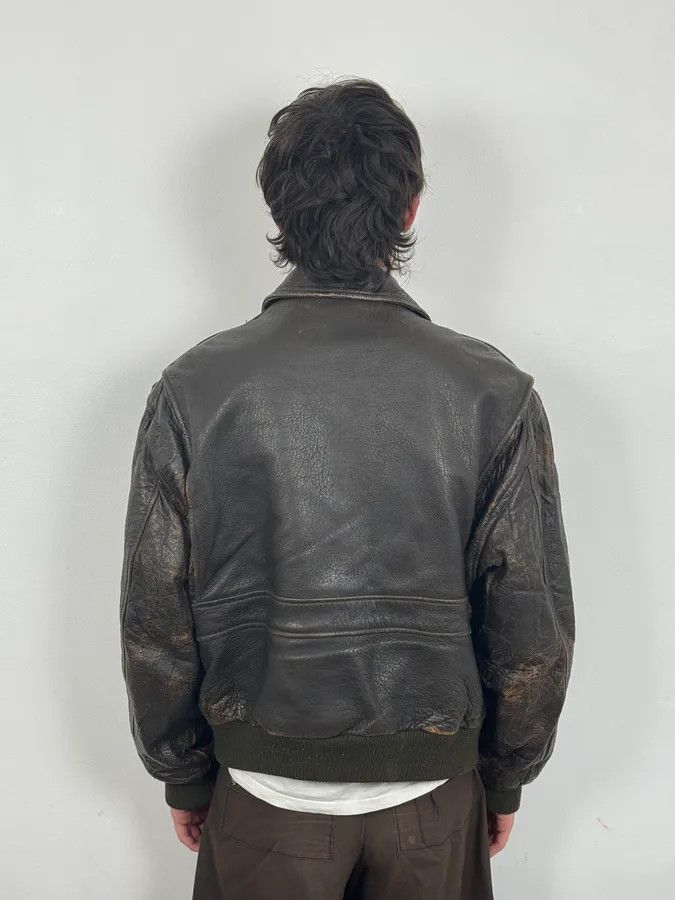 Hugo Boss 2000s Hugo Boss Aviator Brown Leather Bomber Jacket Size US L / EU 52-54 / 3 - 3 Thumbnail