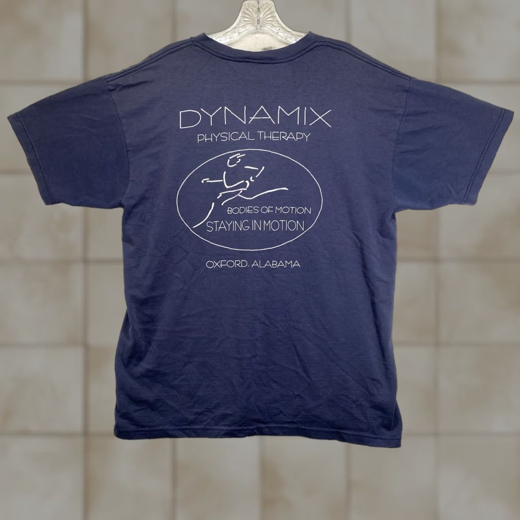 Fruit Of The Loom VINTAGE Fruit of the Loom T-Shirt Men Large Blue 90s PT Bodies Of Motion DYNAMIX Graphic Print USA Health Slim Fit Crew Neck Short Sleeve Size US L / EU 52-54 / 3 - 1 Thumbnail