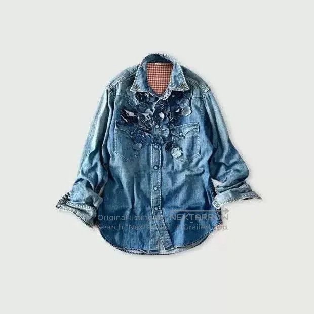 45rpm Handmade Floral Denim Shirt. Size M / US 6-8 / IT 42-44 - 1 Thumbnail