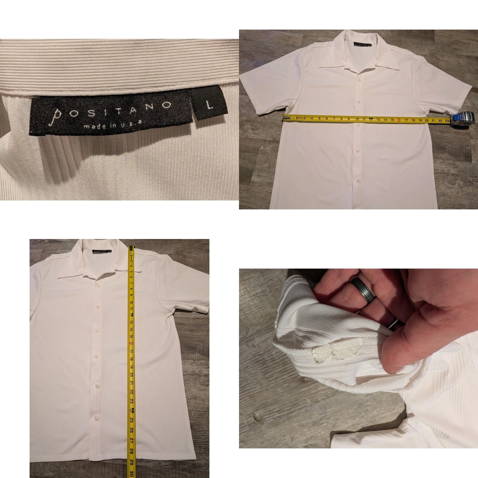 Vintage VINTAGE Positano Shirt Mens Button-Up Short Sleeve White Ribbed Polyester 90s Club Rave USA Made In USA L Size US L / EU 52-54 / 3 - 8 Thumbnail