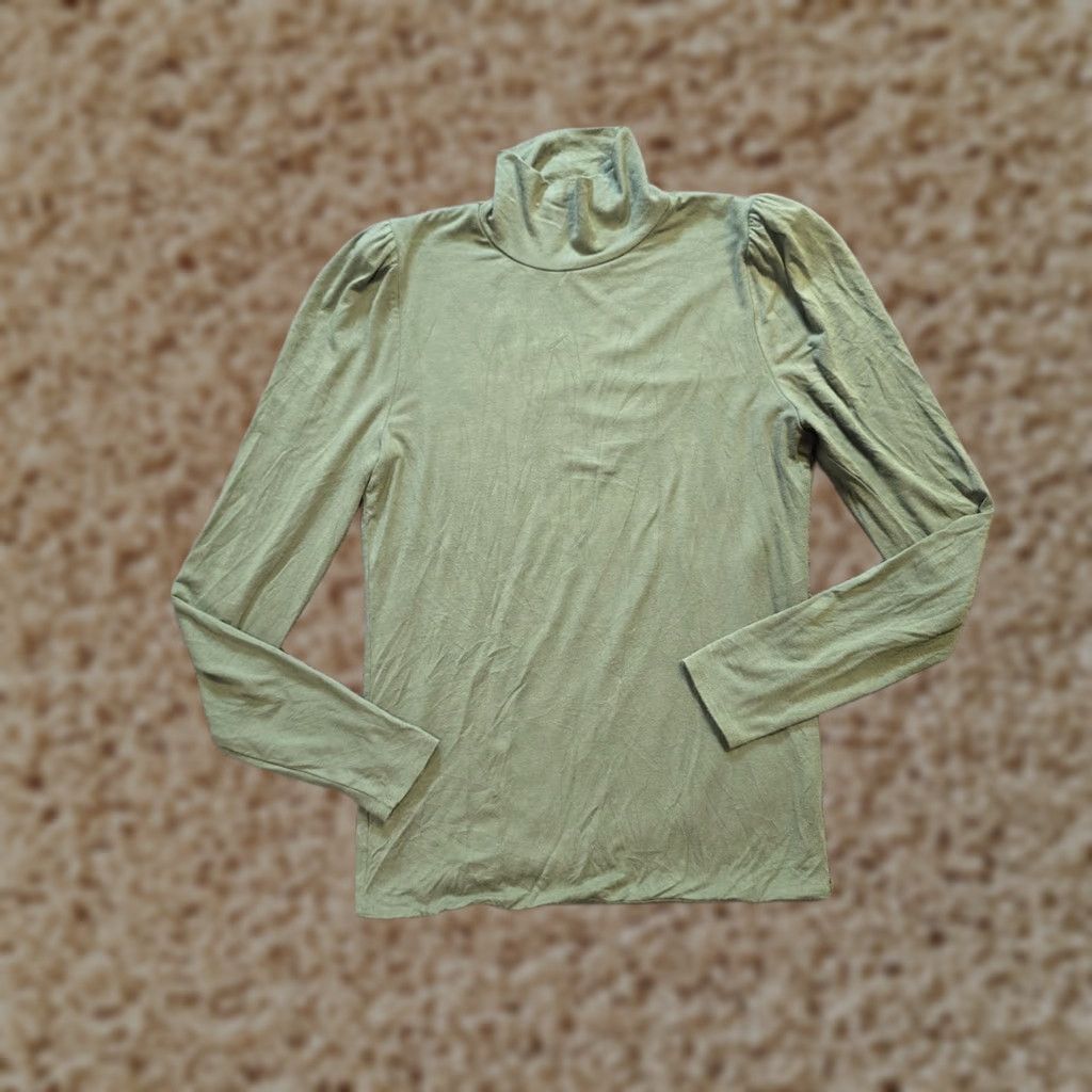 J.Crew J.CREW Top Womens Size Small Green Form Knit Turtleneck Long Sleeve Layer Casual Shirt Size S / US 4 / IT 40 - 1 Thumbnail