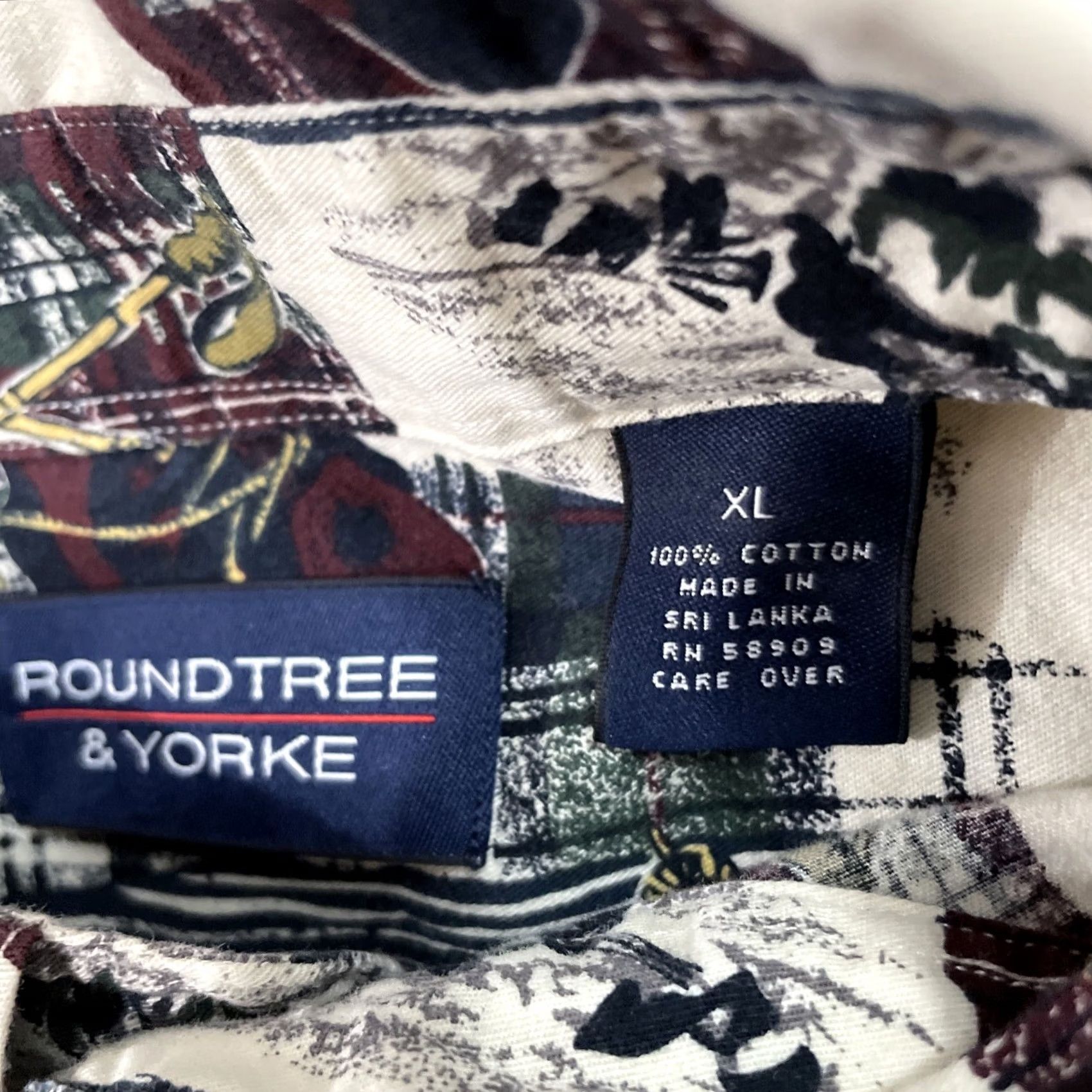 Roundtree & Yorke ROUNDTREE & YORK Shirt Men XL Camping Gear Graphic Print Lantern Boots Poles AOP Size US XL / EU 56 / 4 - 4 Thumbnail