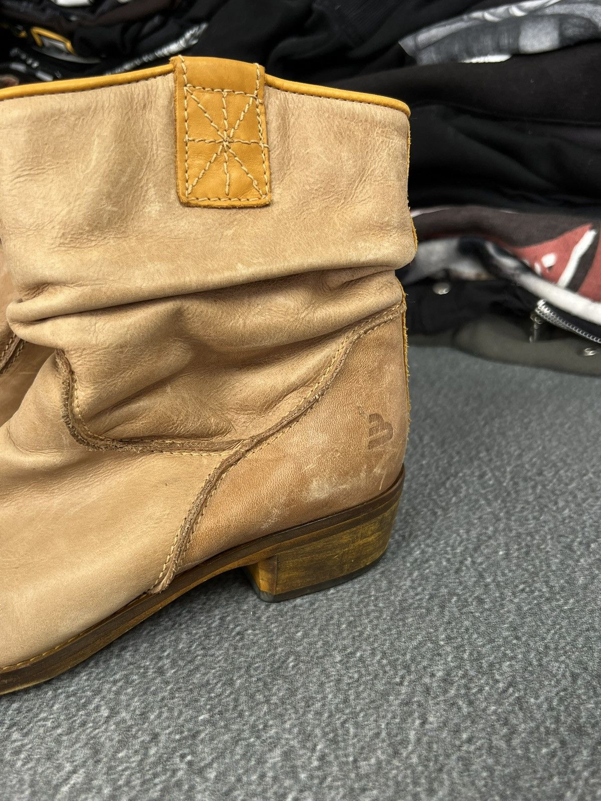 Vintage Cowboy Mid leather boots moto vintage shoes Size US 9 / IT 39 - 2 Thumbnail