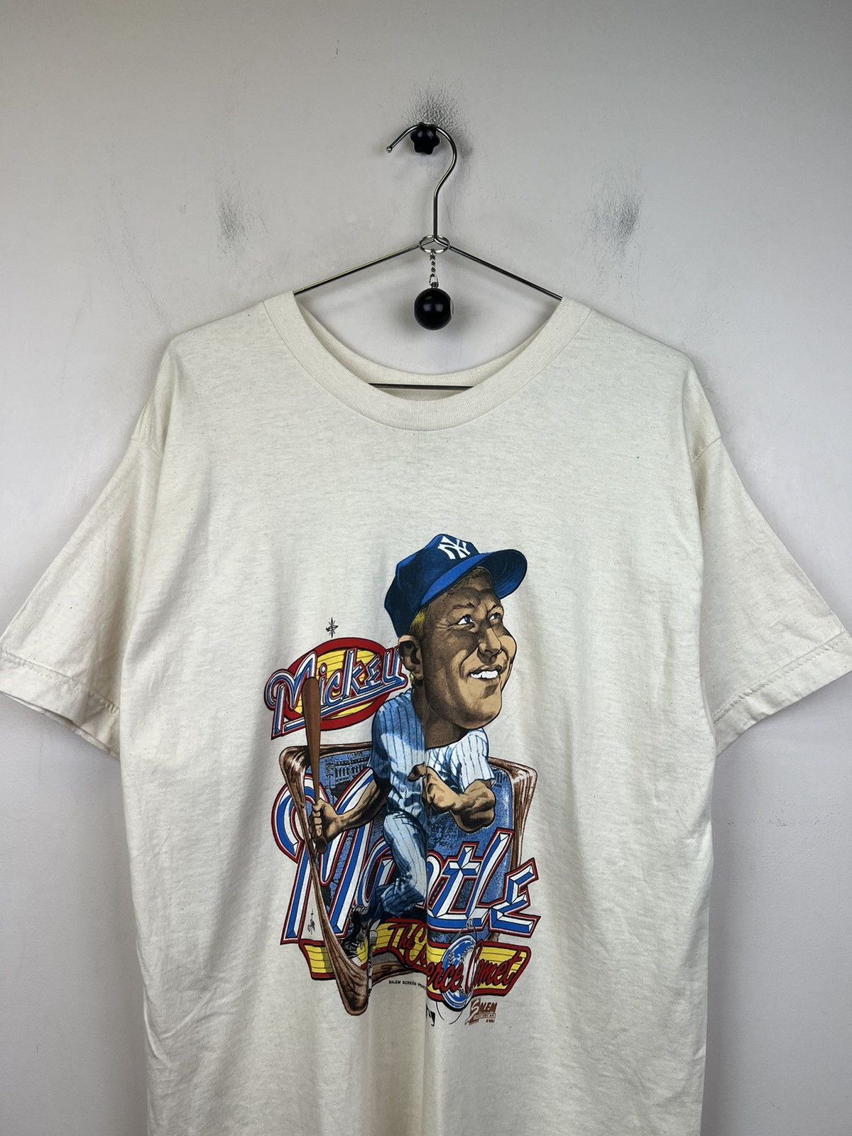 Salem Sportswear Vintage 90s Mickey Mantle New York Yankees MLB Baseball Size US XL / EU 56 / 4 - 2 Thumbnail