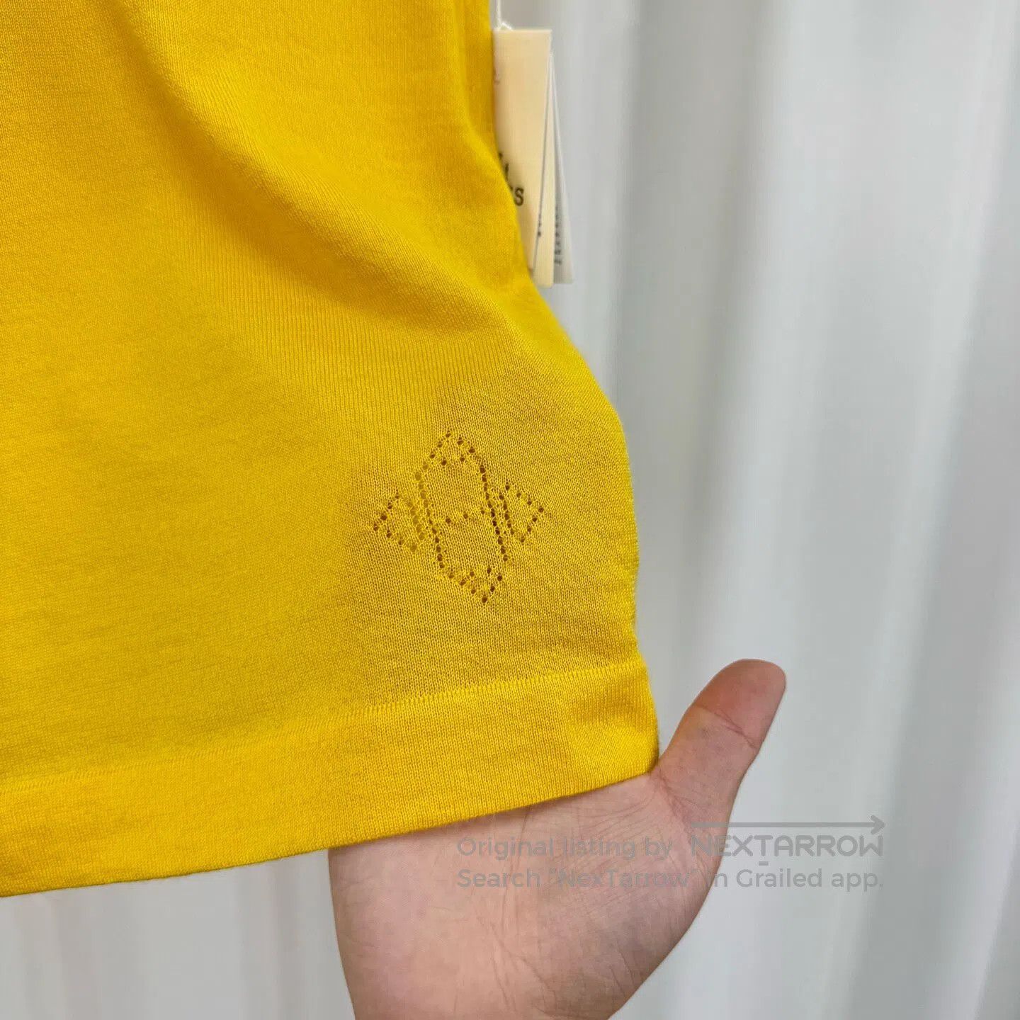 Hermes Hermes Yellow Hollow-Out Letter H Pure Cashmere Knit Short Size XXS / US 00 / IT 34 - 3 Thumbnail