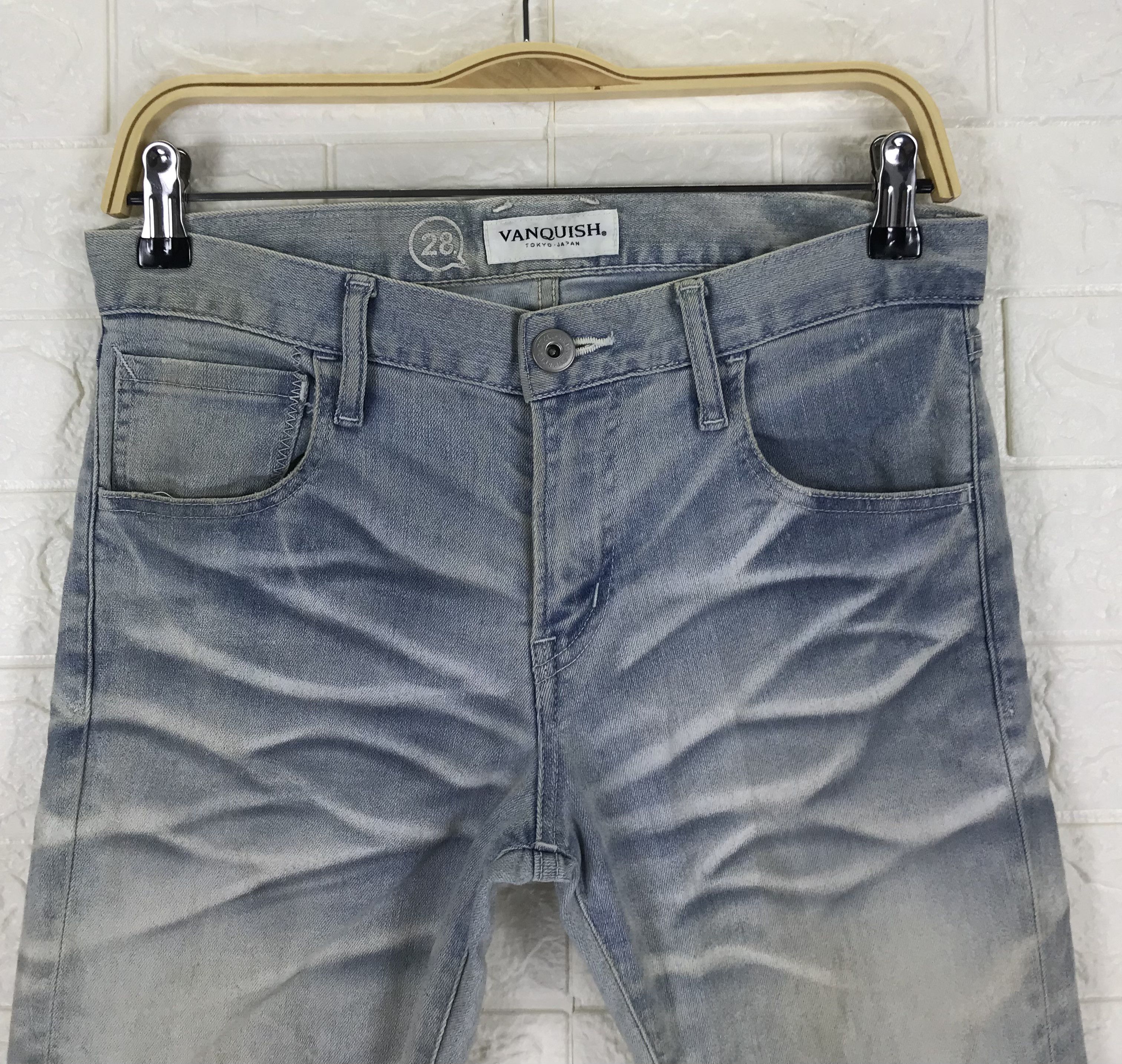 Vanquish Vintage Vanquish Faded Waxed Blue Skinny Jeans Size 28" / US 6 / IT 42 - 2 Thumbnail