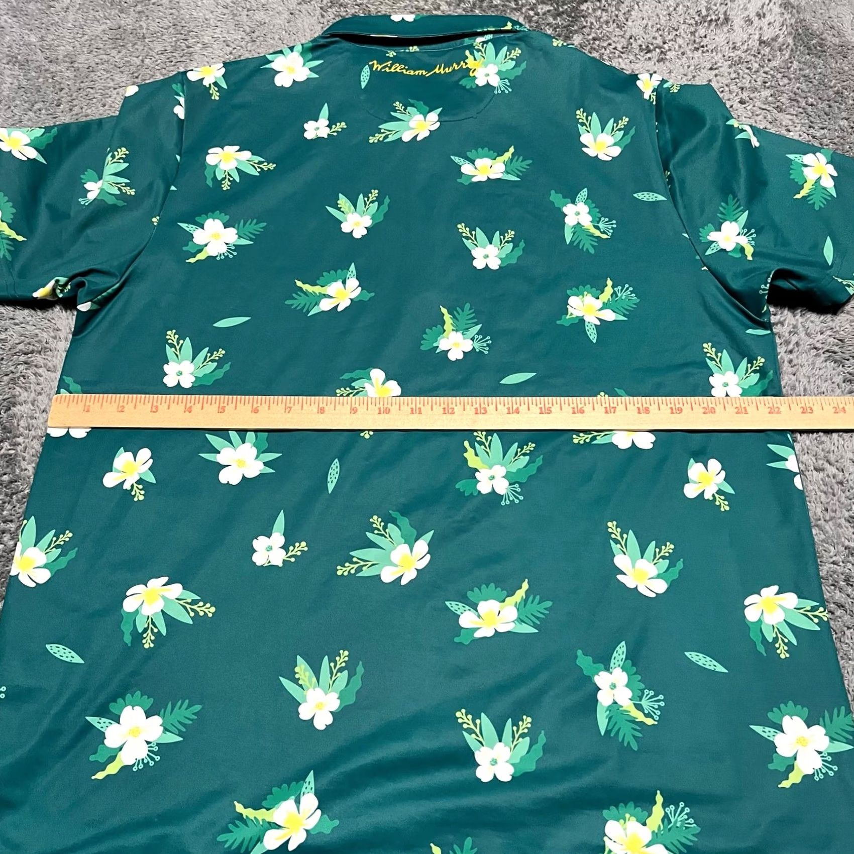 Vintage William Murray Polo Shirt Men Large Green Performance Golf Floral All Over Print Size US L / EU 52-54 / 3 - 5 Thumbnail