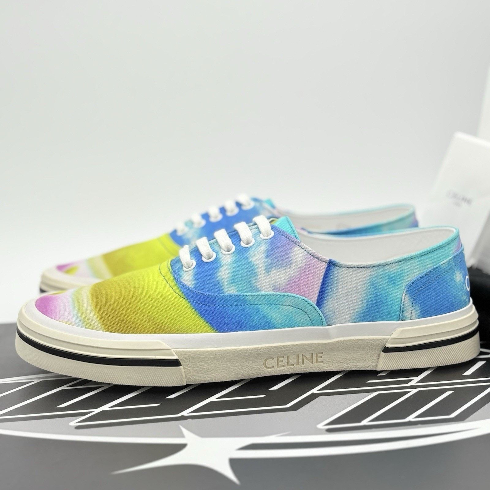 Celine Celine Canvas Print Low Sneaker ' Tie Dye ' | NEW! Size US 12 / EU 45 - 1 Thumbnail
