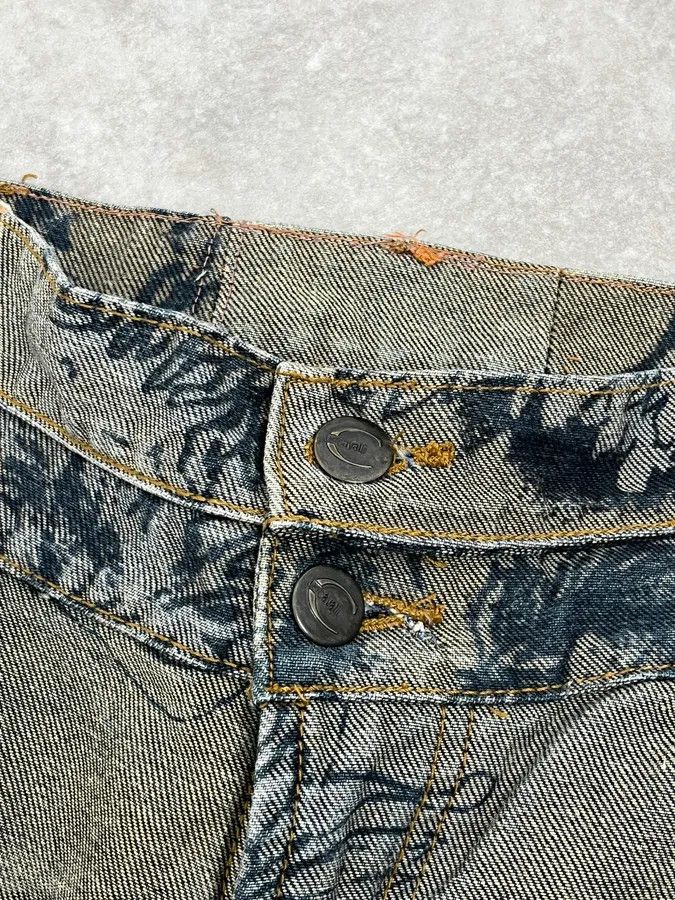 Roberto Cavalli 2000s Cavalli Grey Floral Denim Jeans Size US 31 - 9 Thumbnail