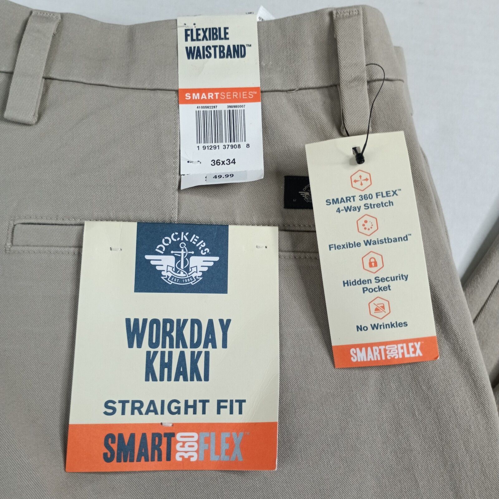 Dockers Dockers Workday Khakis Men's 36x34 Beige Straight Fit Size US 36 / EU 52 - 2 Thumbnail