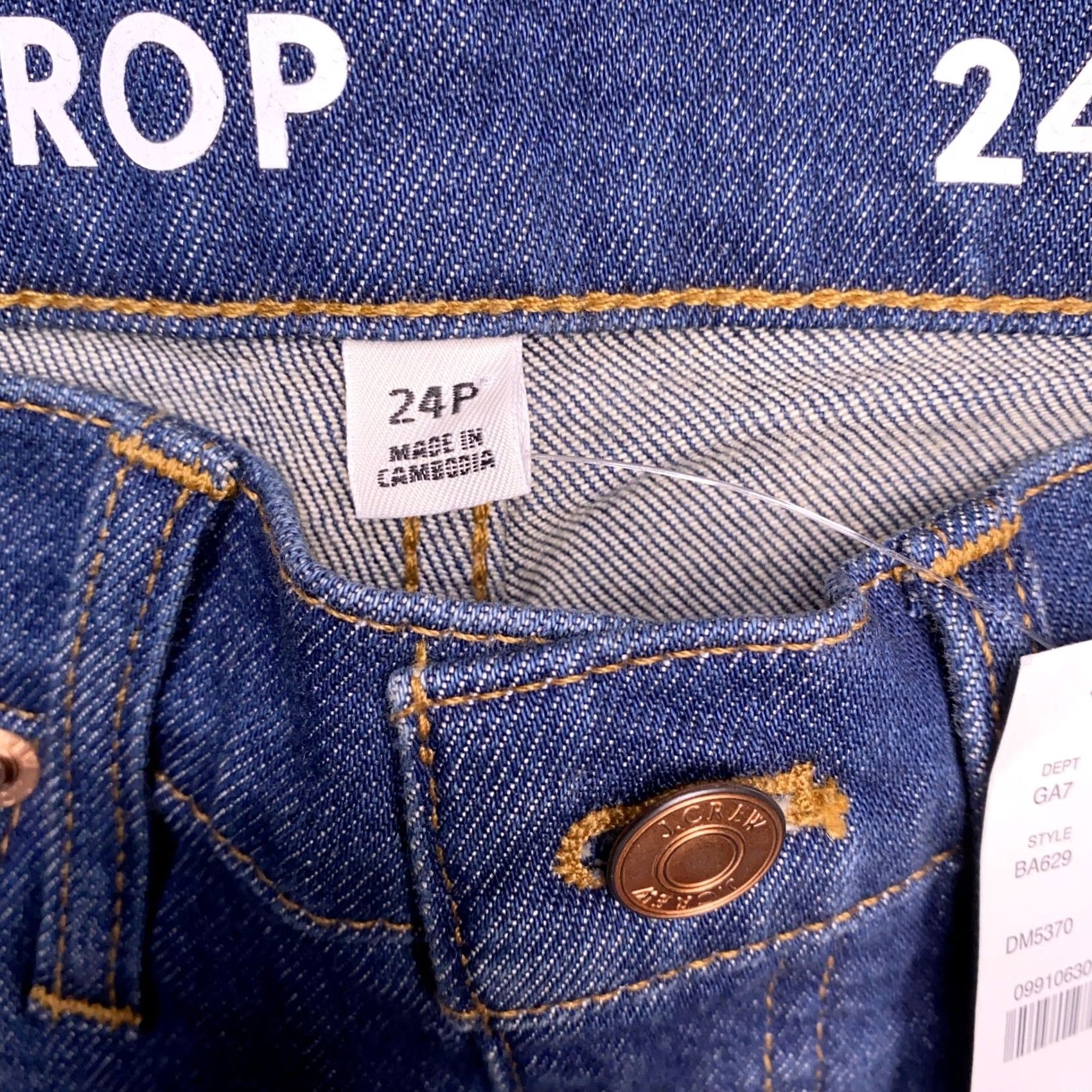 J.Crew VINTAGE J.CREW Billie Cropped Jeans Womens 24 Petite Blue Denim 5-Pocket Modern Slim Fit 22.5 Inseam Regular 24P NWT Size 42" / US 20 - 6 Thumbnail