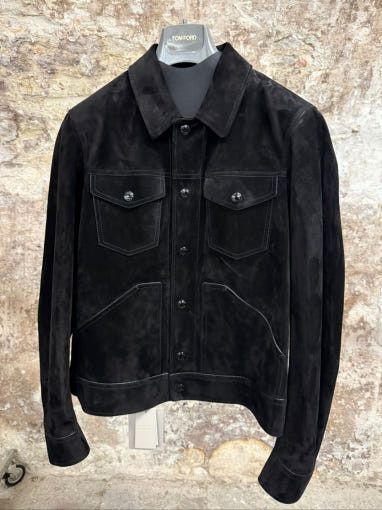 Tom Ford o1sm1stk0725 Suede Western Trucker Jacket in Black Size US L / EU 52-54 / 3 - 1 Preview