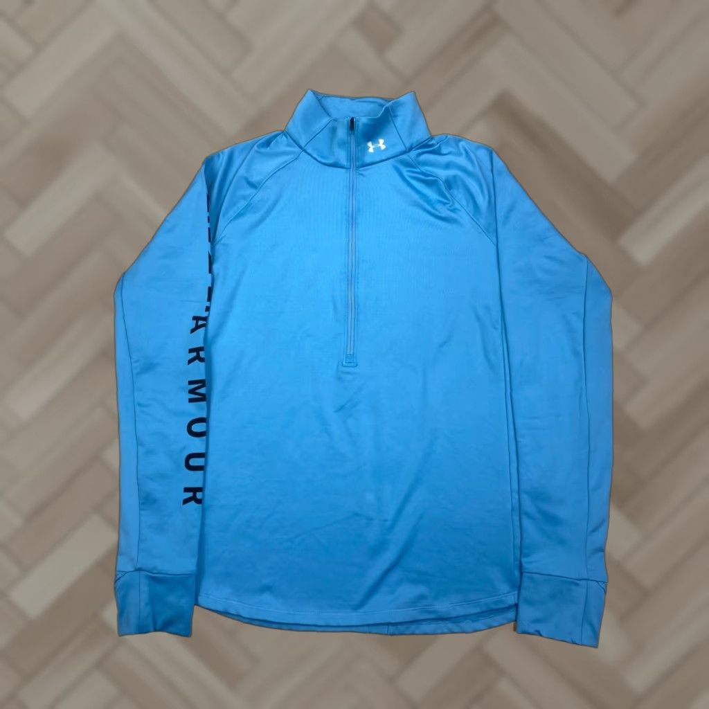 Under Armour Under Armour ColdGear Pullover Womens L Blue Activewear Running 1/4 Zip Sleeve Long Pullover Athletic Casual Britches? Size L / US 10 / IT 46 - 1 Thumbnail