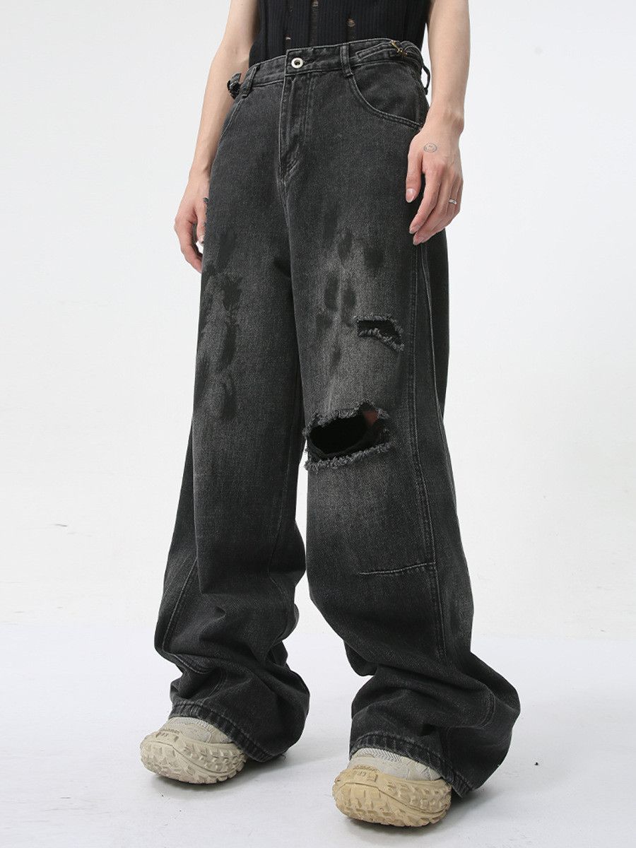 Vintage Men's street style distressed ripped straight leg jeans Size US 32 / EU 48 - 3 Thumbnail