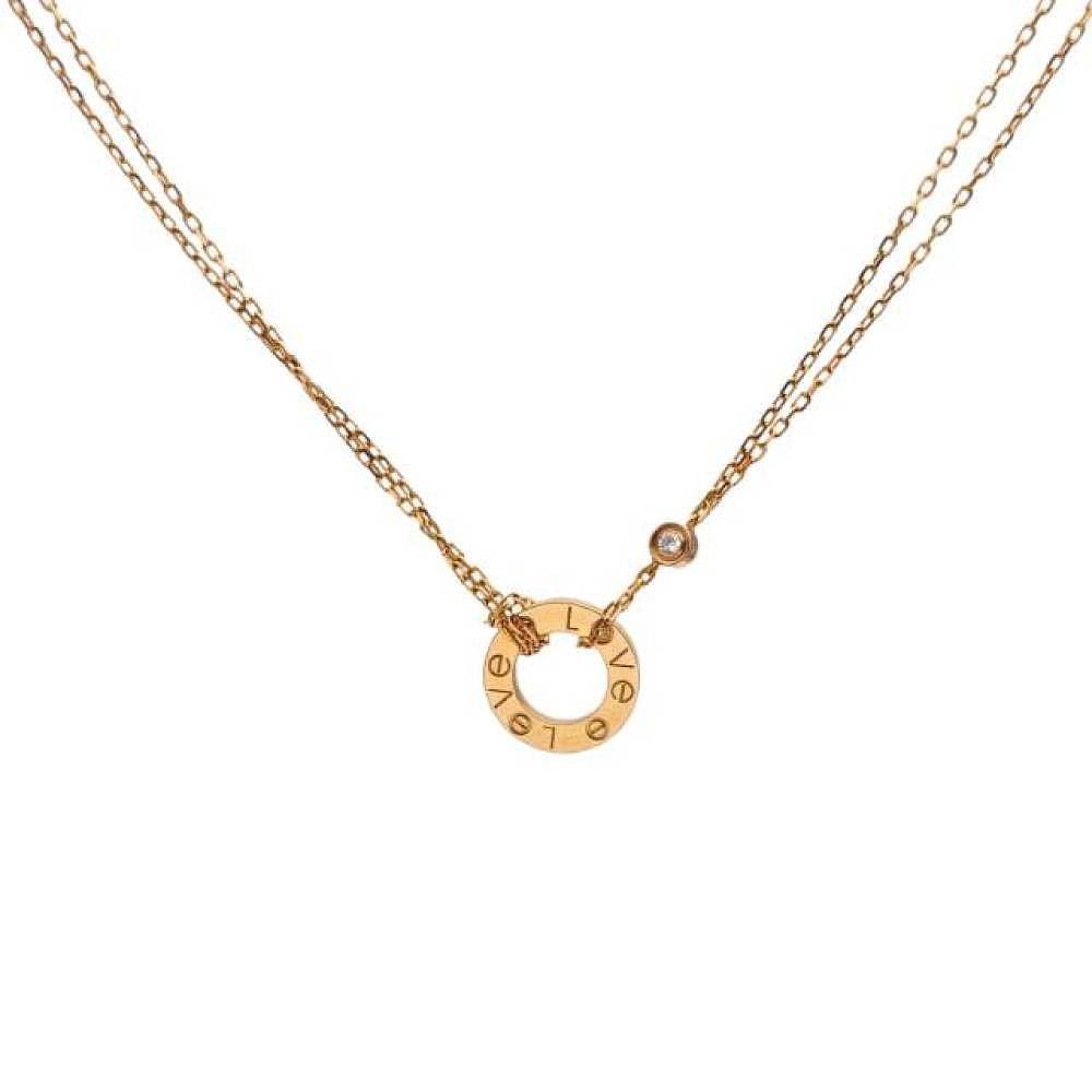 Cartier Love Diamond 18k Rose Gold Necklace One Size, Women's