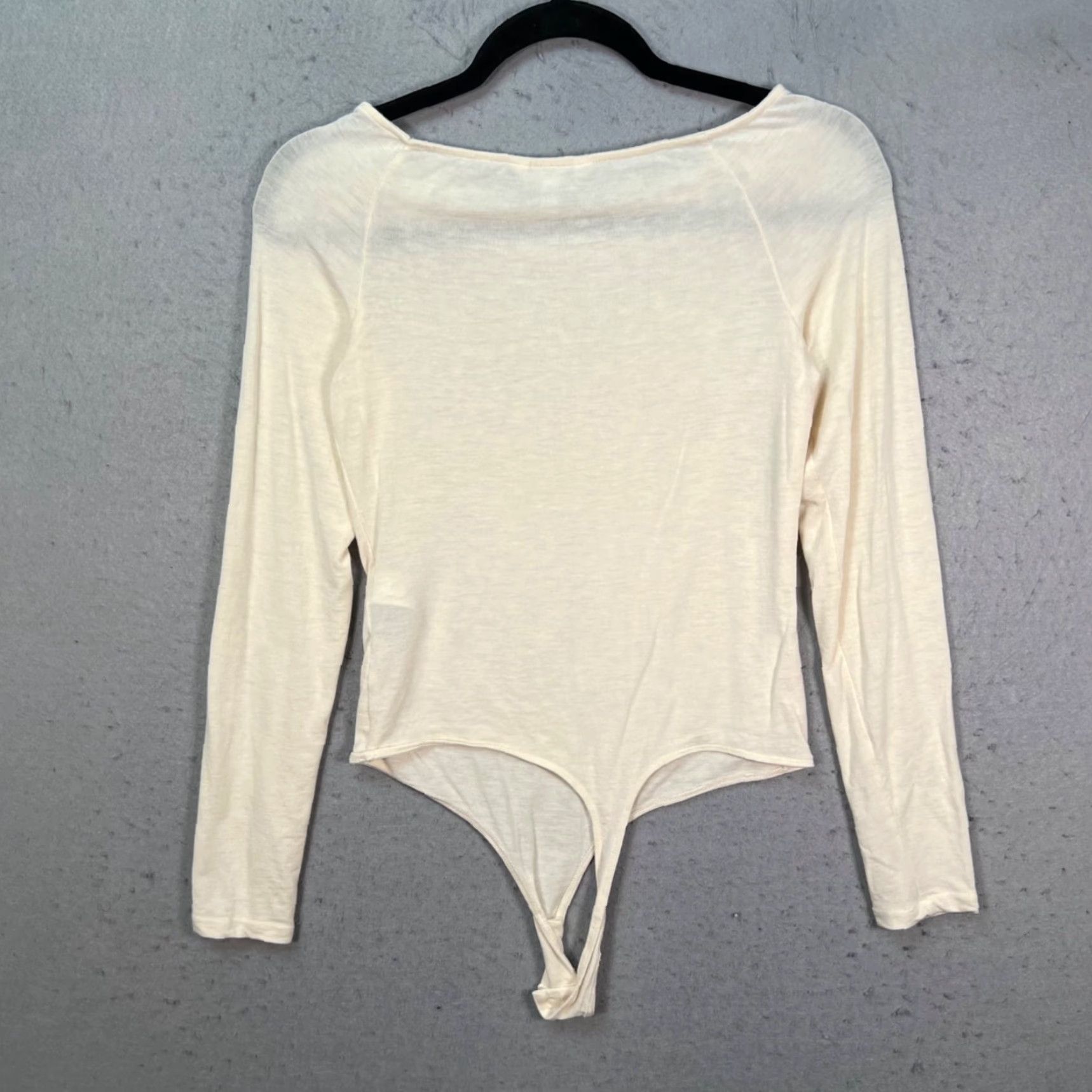 Banana Republic Banana Republic Bodysuit Womens Size S Cream Long Sleeve Rayon Blend Shirt not applicable Size S / US 4 / IT 40 - 2 Thumbnail