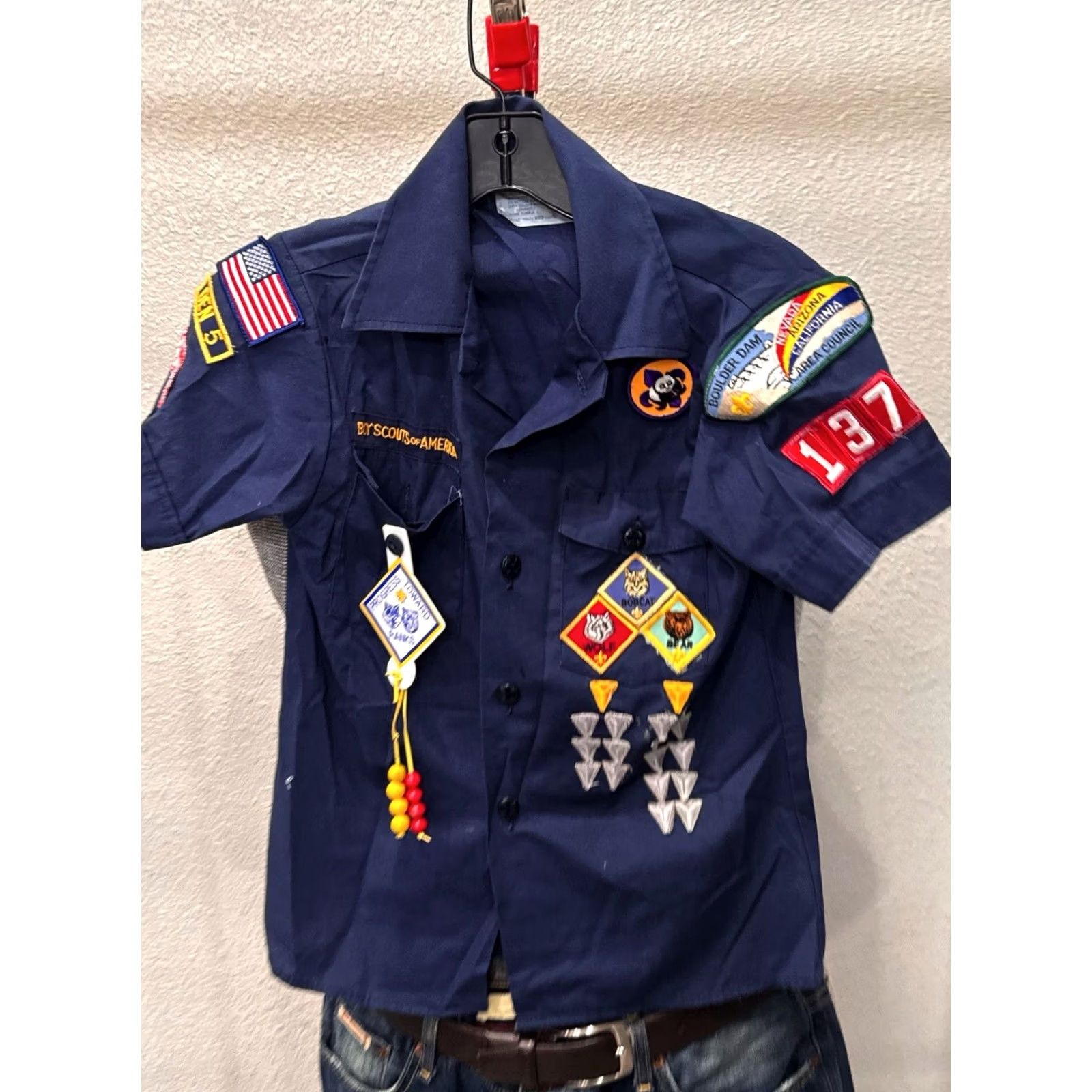Vintage Boy Scouts Of America Multi Patches SHORT SLEEVE BUTTON UP SHIRT Boys Medium M Sharp Size US M / EU 48-50 / 2 - 4 Thumbnail