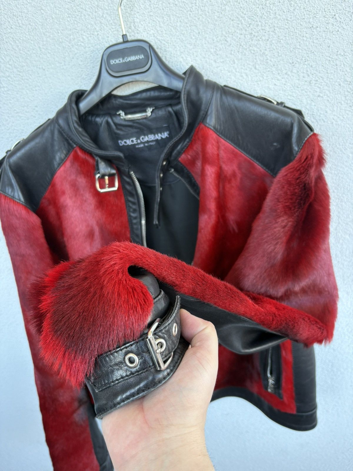Dolce & Gabbana Dolce&gabbana fw 2001 runway fur and leather biker jacket Size US XL / EU 56 / 4 - 12 Thumbnail
