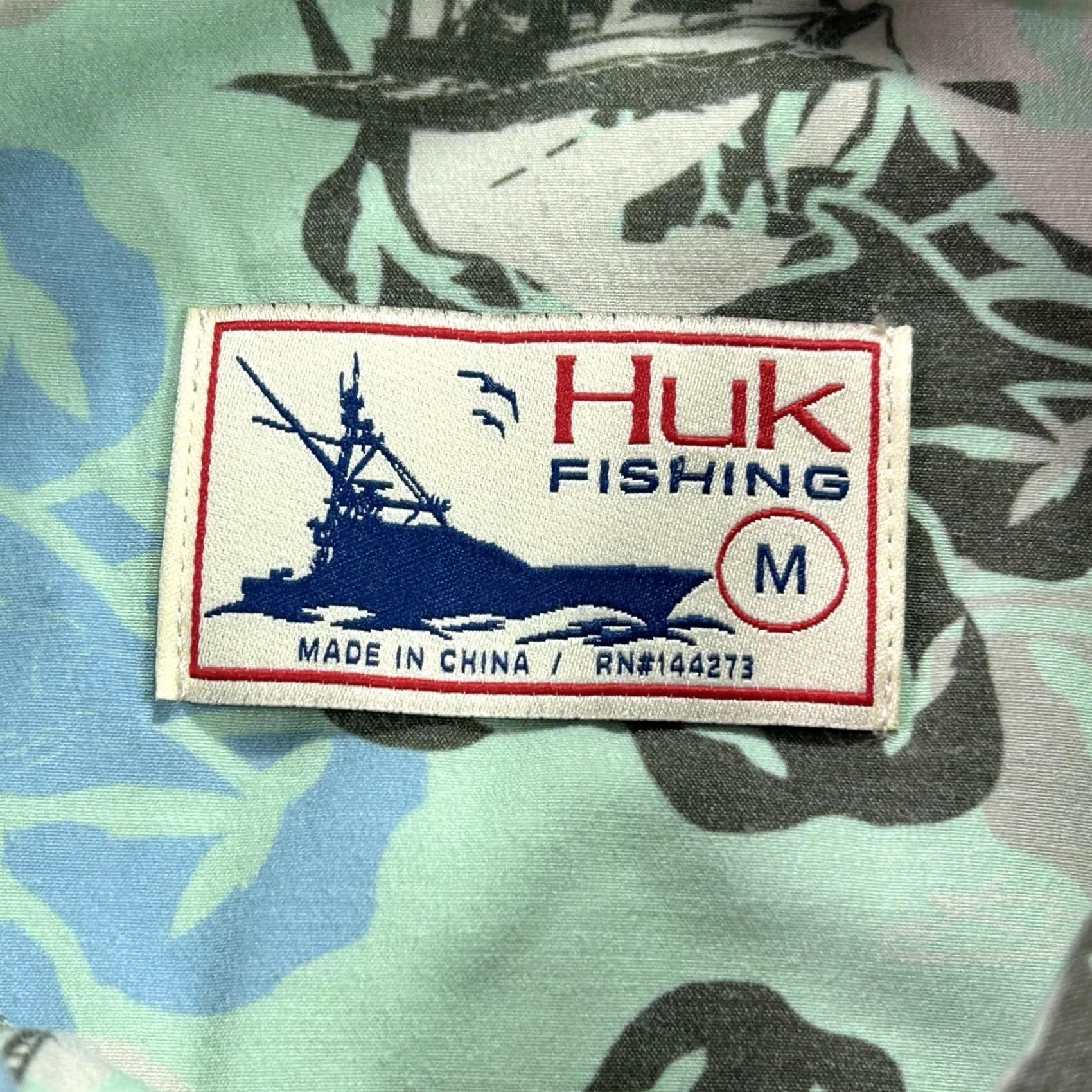Vintage VINTAGE Huk Performance Fishing Shirt Mens Medium Mint Green Hawaiian Button Down Aloha Size US M / EU 48-50 / 2 - 4 Thumbnail