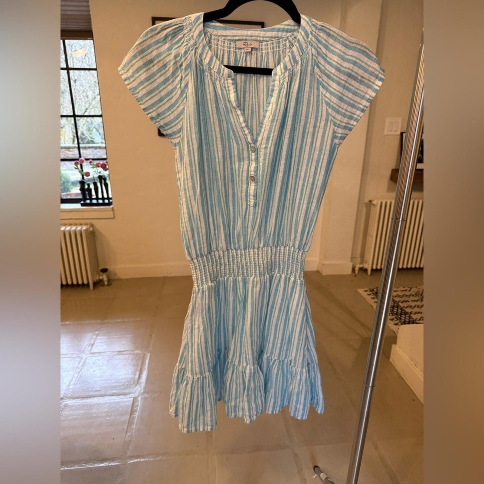 Rails Rails Augustine Laguna Blue Stripe Smocked Mini Dress XS Size XS / US 0-2 / IT 36-38 - 6 Thumbnail