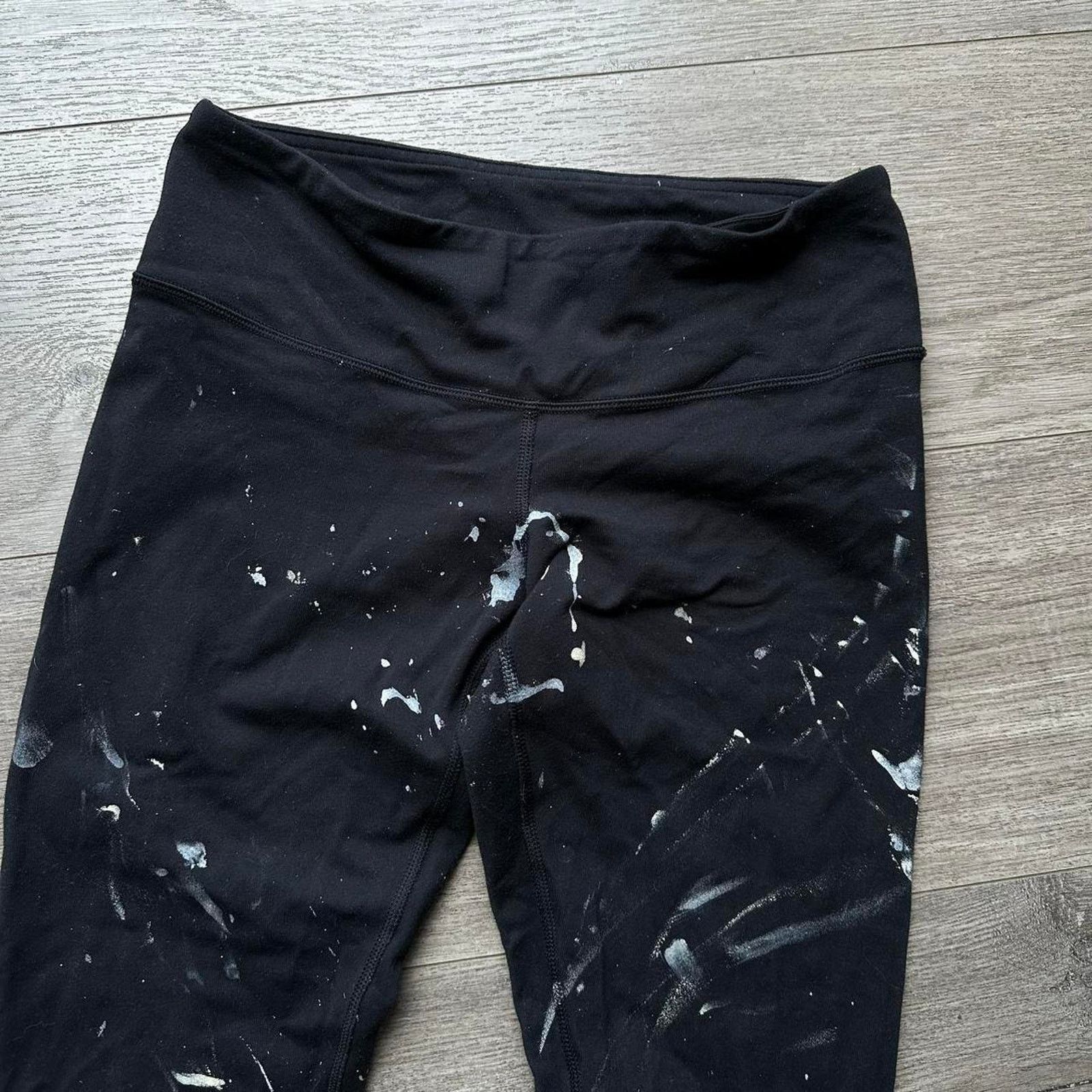 Lululemon × Vintage Painter Thrashed Lulu Lemon Black Leggings Yoga Pants Size 28" / US 6 / IT 42 - 6 Thumbnail