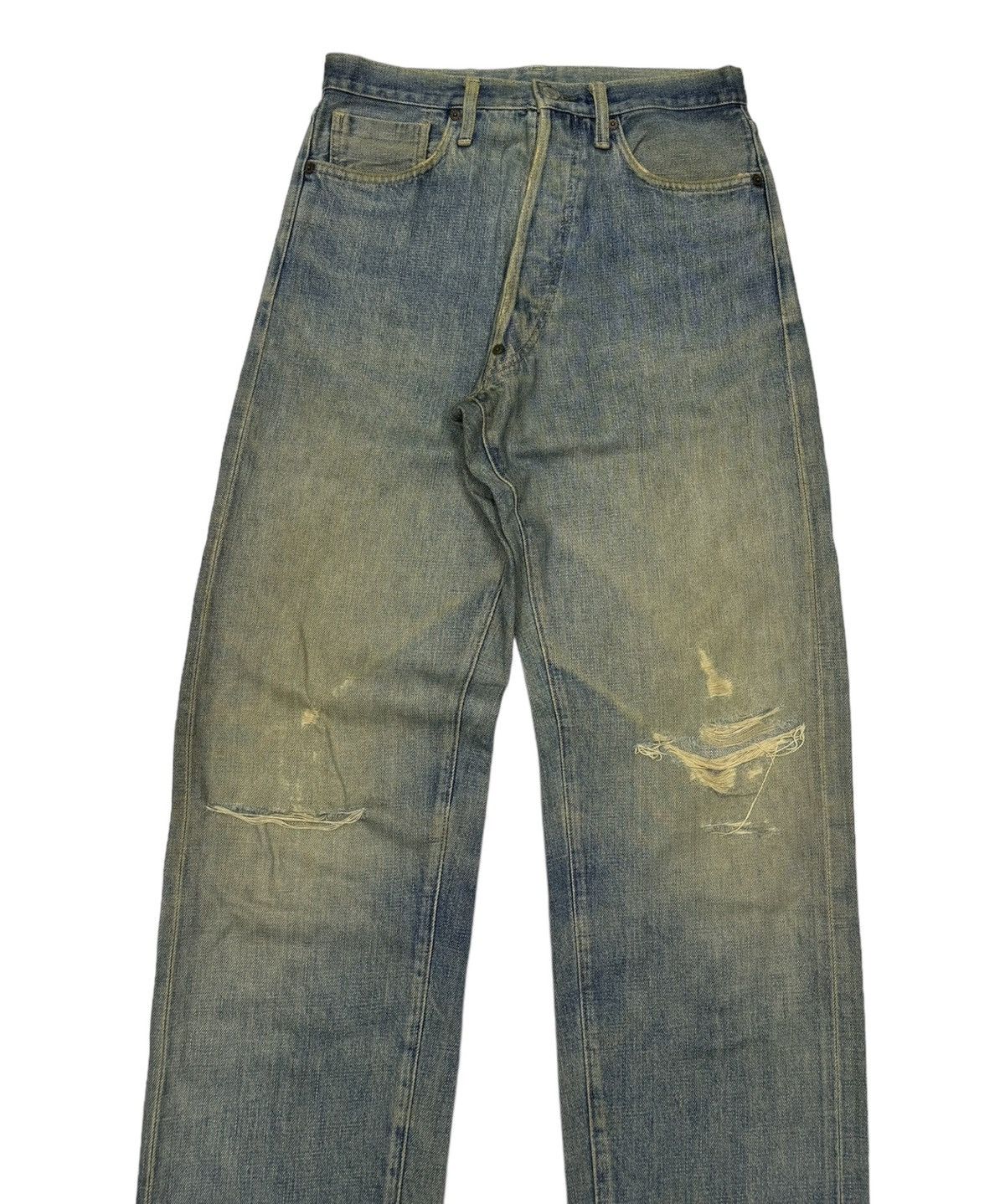 Kapital 🔥VINTAGE 70s BUCKLE BACK SELVEDGE JAPANESE DISTRESS DENIM Size US 30 / EU 46 - 6 Thumbnail