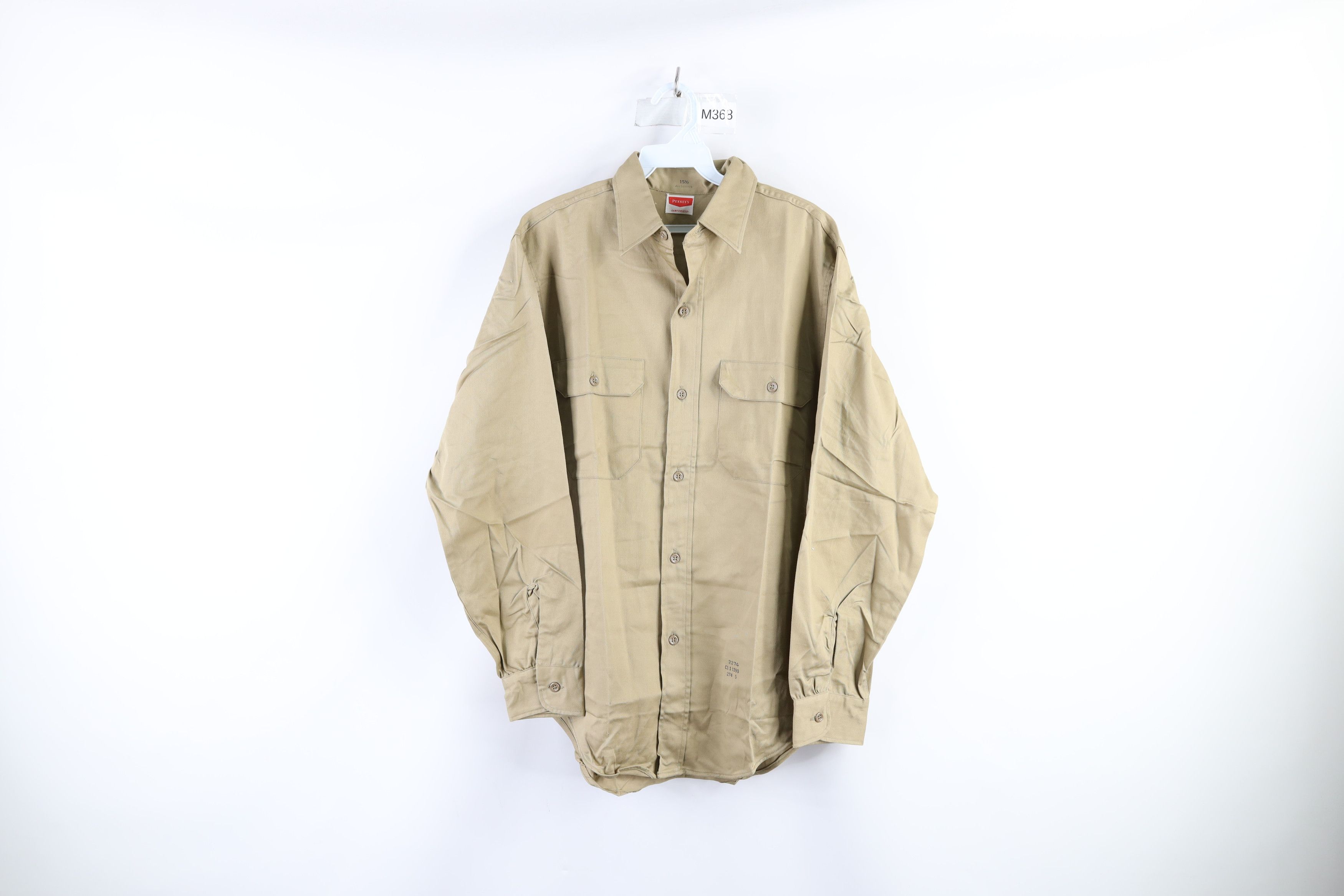 Vintage 50s Penneys Cotton Work Button Shirt Brown USA