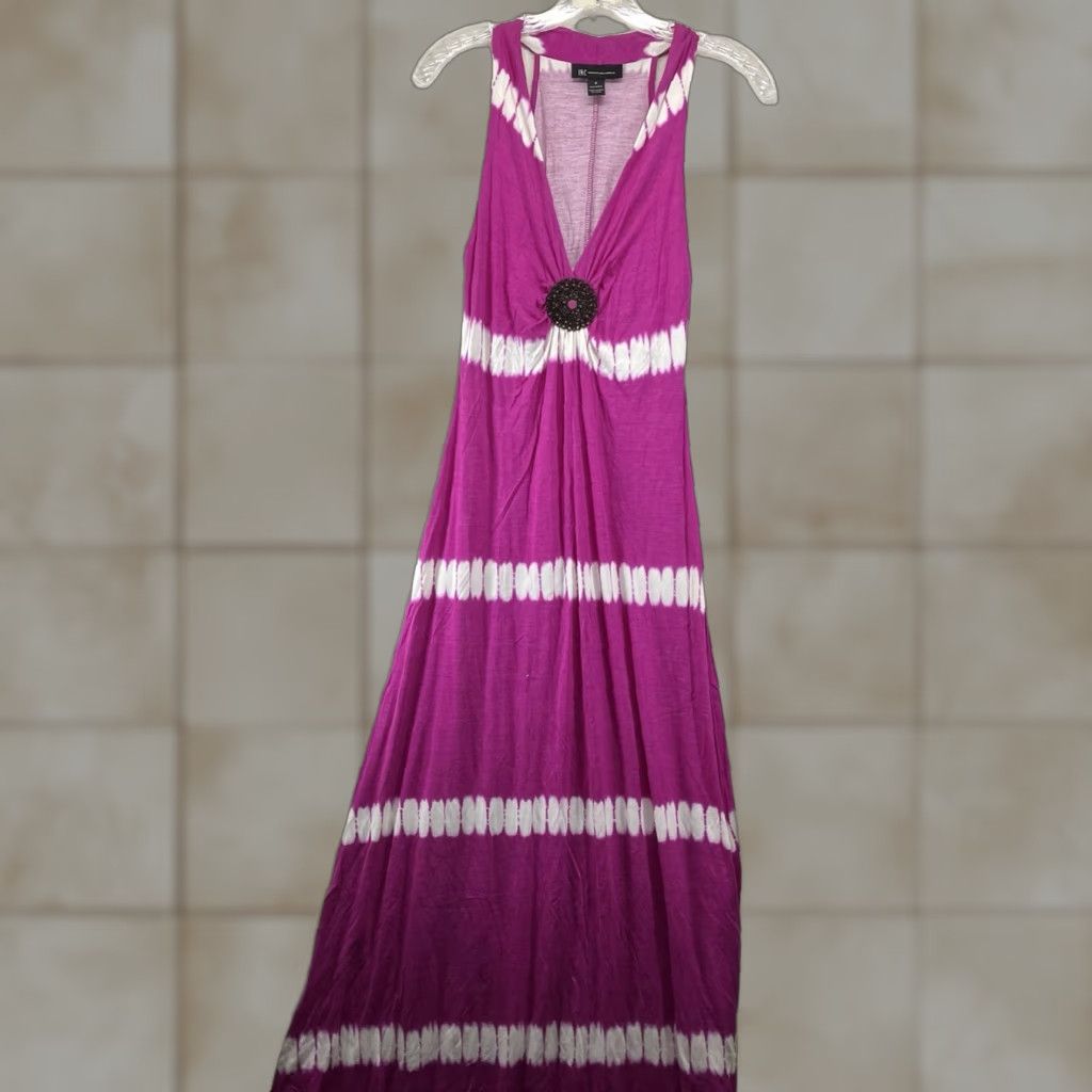 Vintage VINTAGE INC International Concepts Women’s Dress Sleeveless Long Pink Tie-Dye Y2K Bohemian Beach Party Formal 90s Size S / US 4 / IT 40 - 1 Thumbnail