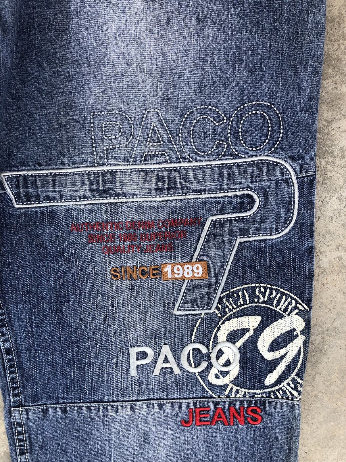 Japanese Brand Vintage Paco Embroidered Jeans Baggy Jeans Hip Hop Size US 36 / EU 52 - 8 Thumbnail
