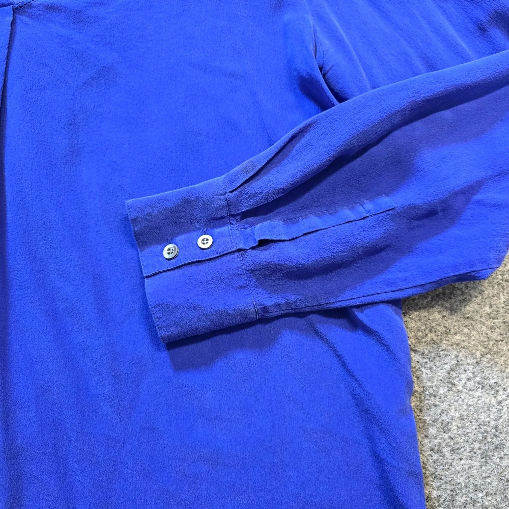 J.Crew J. CREW Blouse Top Womens Size 12 Blue Silk Long Sleeve V-Neck Pullover Casual Shirt Size XL / US 12-14 / IT 48-50 - 4 Thumbnail