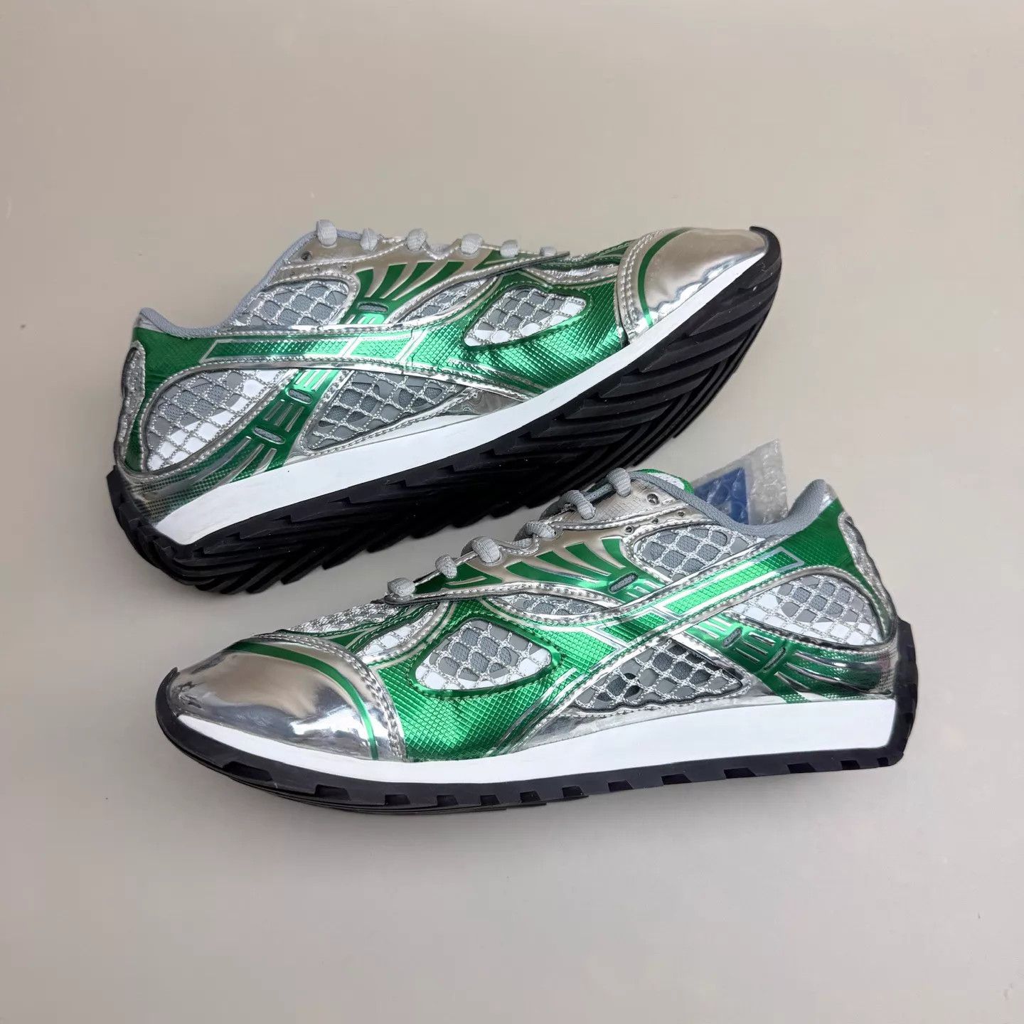 Bottega Veneta Bottega Veneta Orbit Parakeet Silver-Green Sneakers 37 Size US 6.5 / IT 36.5 - 5 Thumbnail