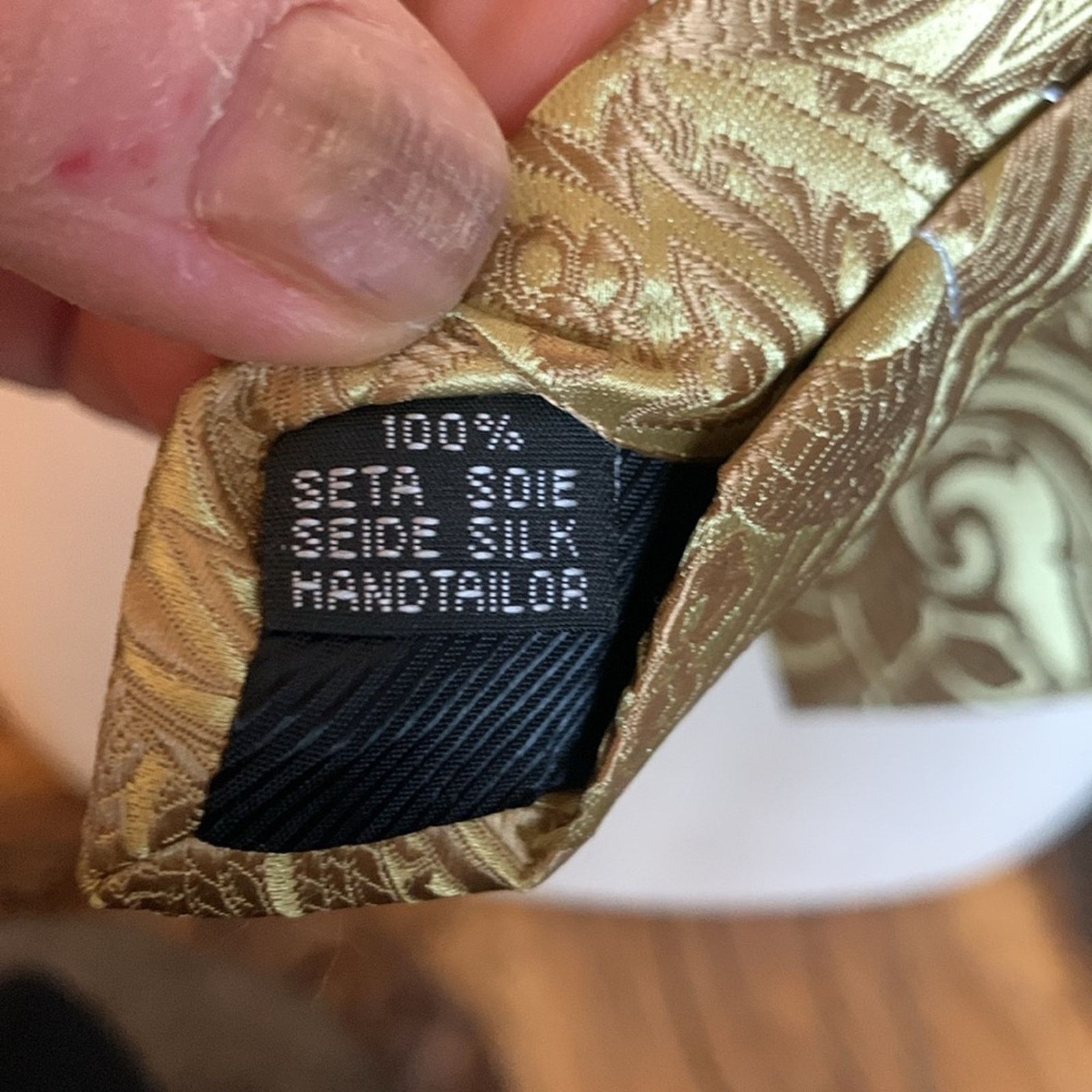 Vintage Barry Wang rich gold silk brocade jacquard handmade necktie Size ONE SIZE - 8 Thumbnail