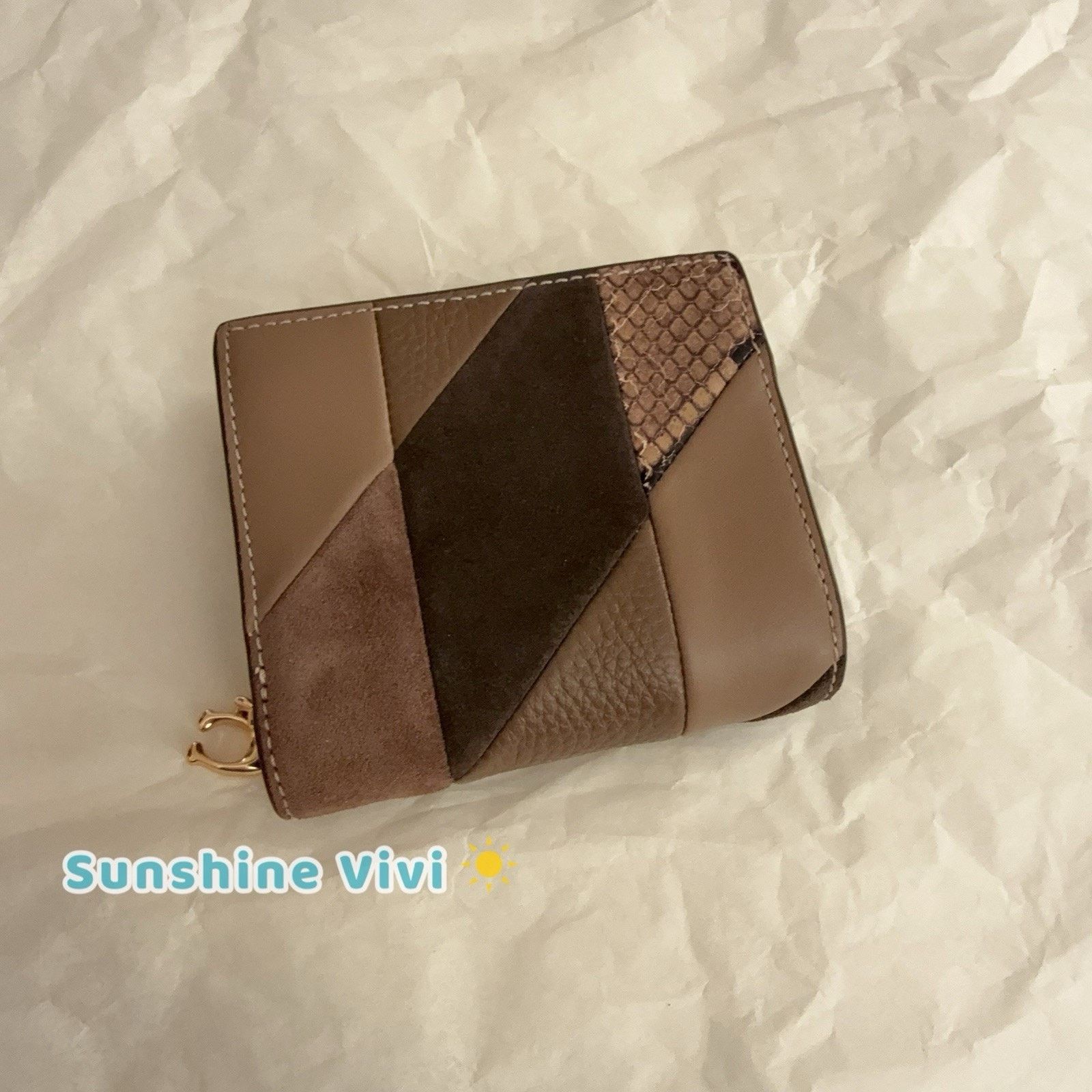 Coach NWT Coach Snap Wallet Patchwork Snake Print CCR27 Mushroom Size ONE SIZE - 5 Thumbnail