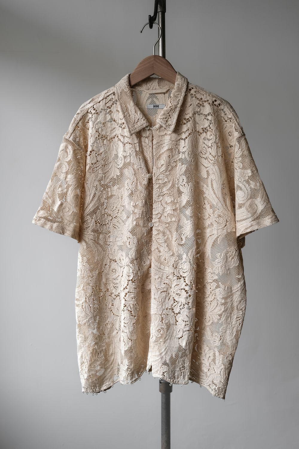 Bode BODE Cotton Lace Shirt - Ecru Size US M / EU 48-50 / 2 - 1 Thumbnail