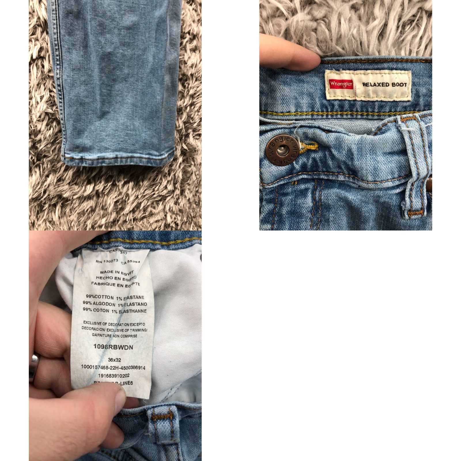 Wrangler Wrangler Jeans Mens 36x32 Straight Leg Mid Rise Medium Wash Blue Denim 5-Pocket Cotton Blend Belt Loops Regular Fit Jeans Size US 36 / EU 52 - 8 Thumbnail