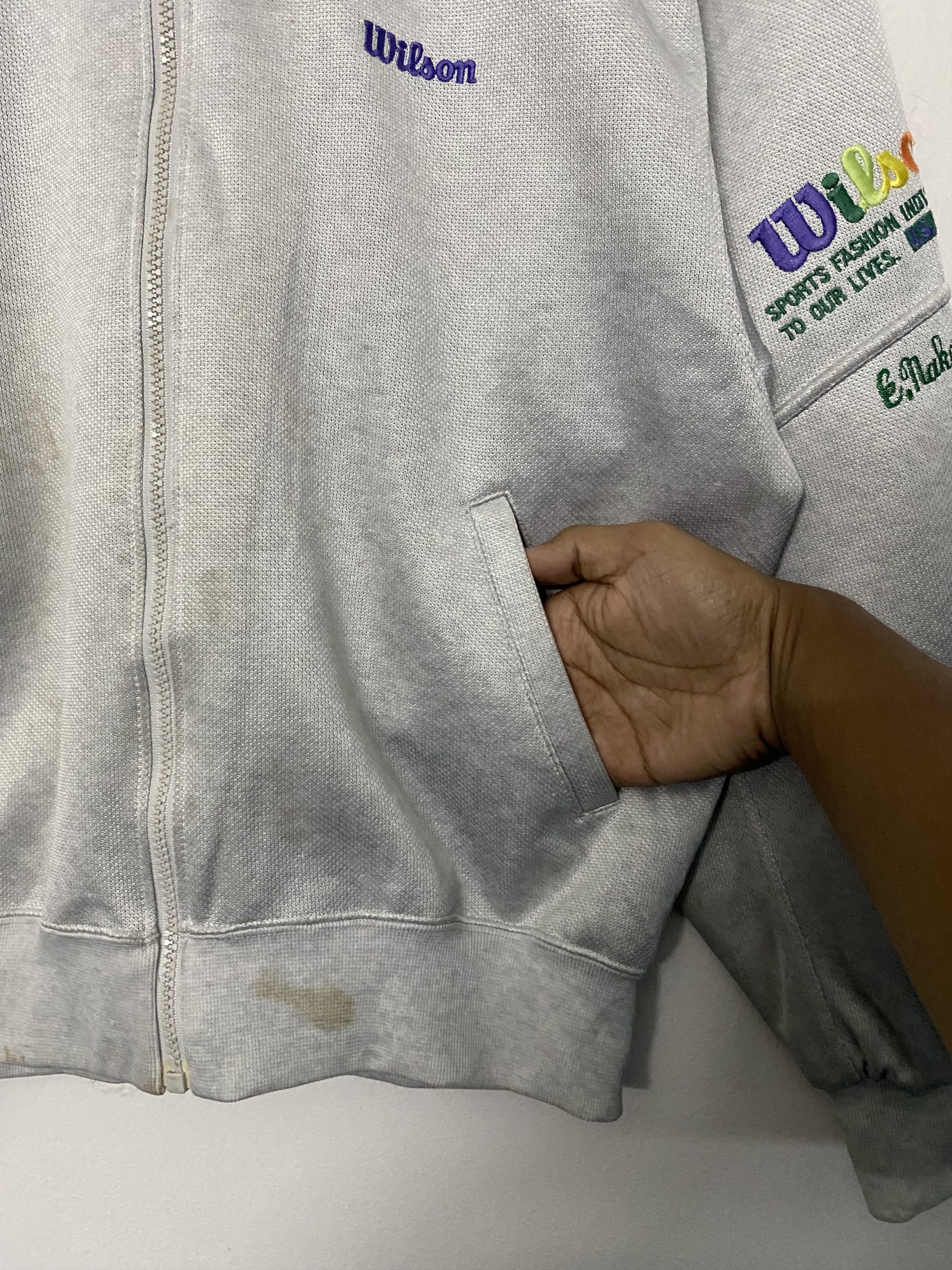 Wilson Vtg 90s Wilson Track Jacket Full Zip Gray Boxy Fit Size US S / EU 44-46 / 1 - 6 Thumbnail