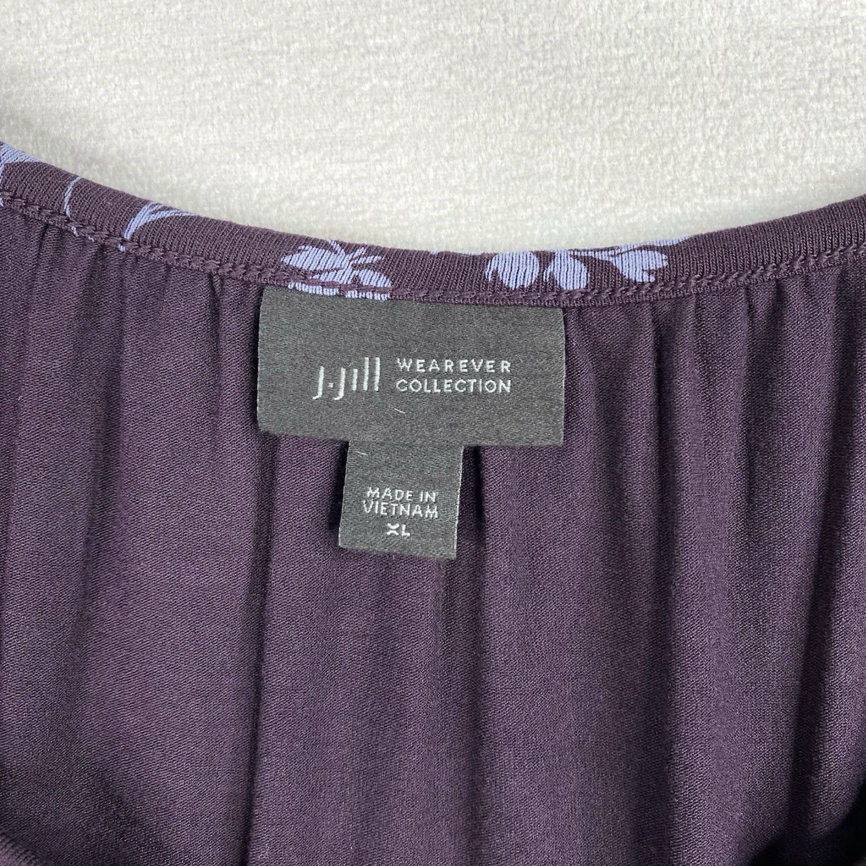 J. Jill VINTAGE J. Jill Wearever Collection Top Womens XL Purple Floral 3/4 Sleeve Tunic Boho Size XL / US 12-14 / IT 48-50 - 2 Thumbnail