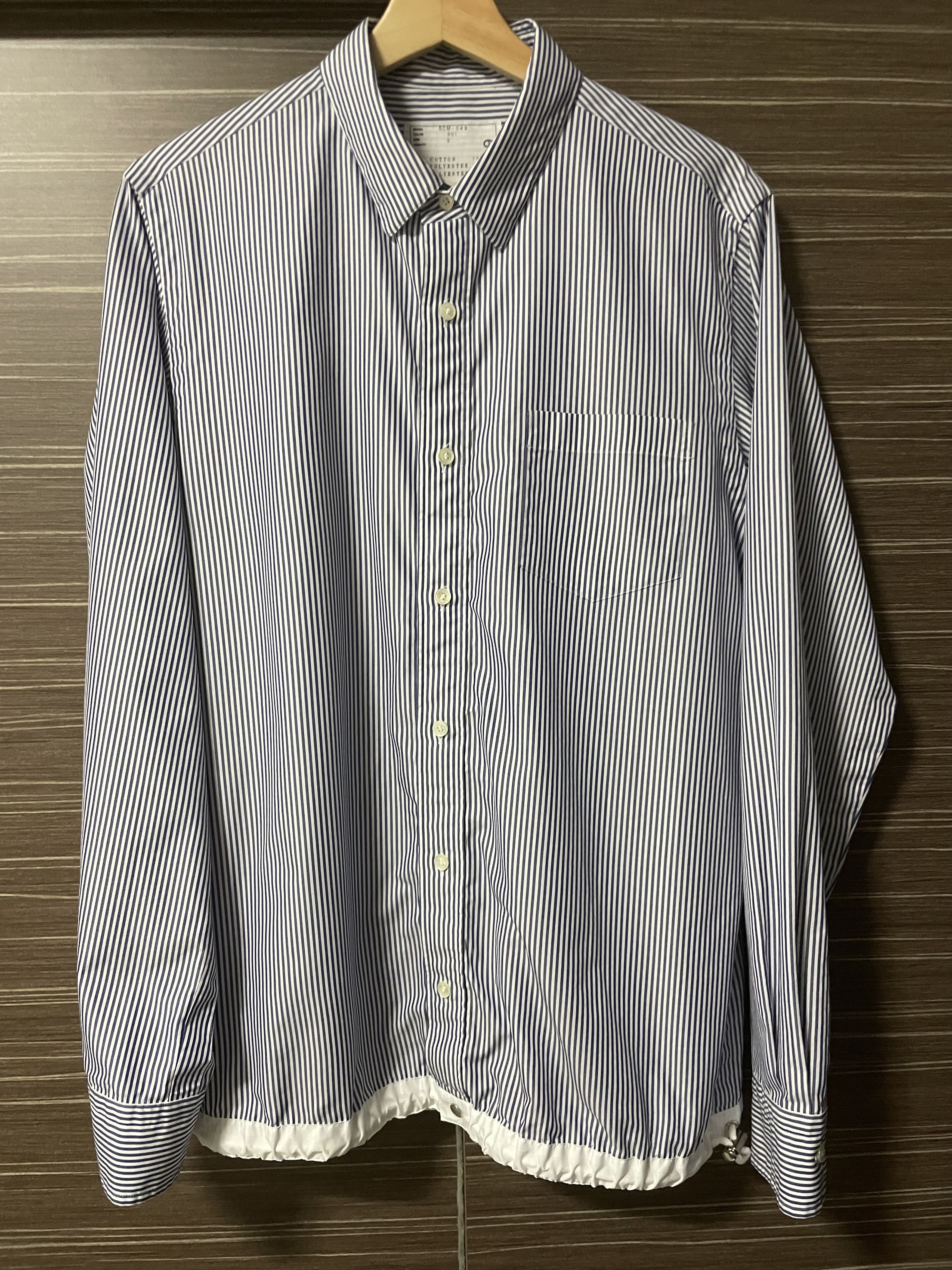 image of Sacai Navy Cotton Polyester Shirt, Men's (Size Medium)