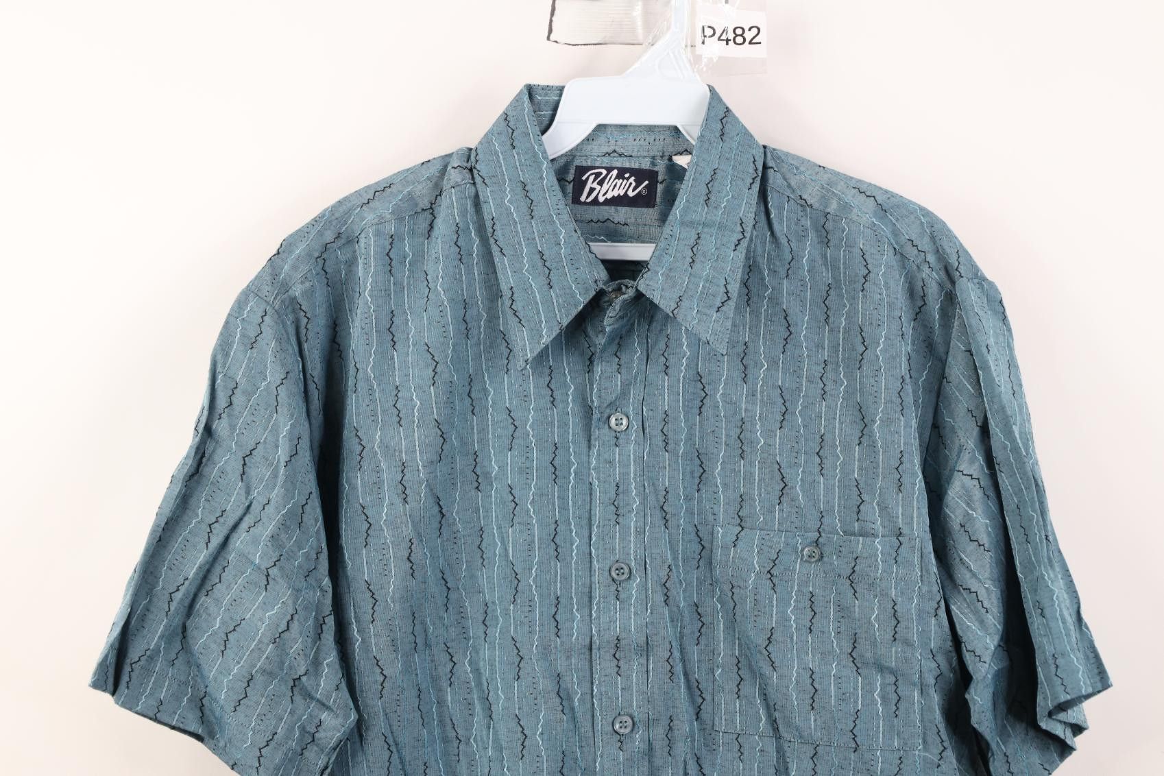 Vintage Vintage 90s Streetwear Gabardine Blend Zig Zag Button Shirt Size US M / EU 48-50 / 2 - 2 Thumbnail